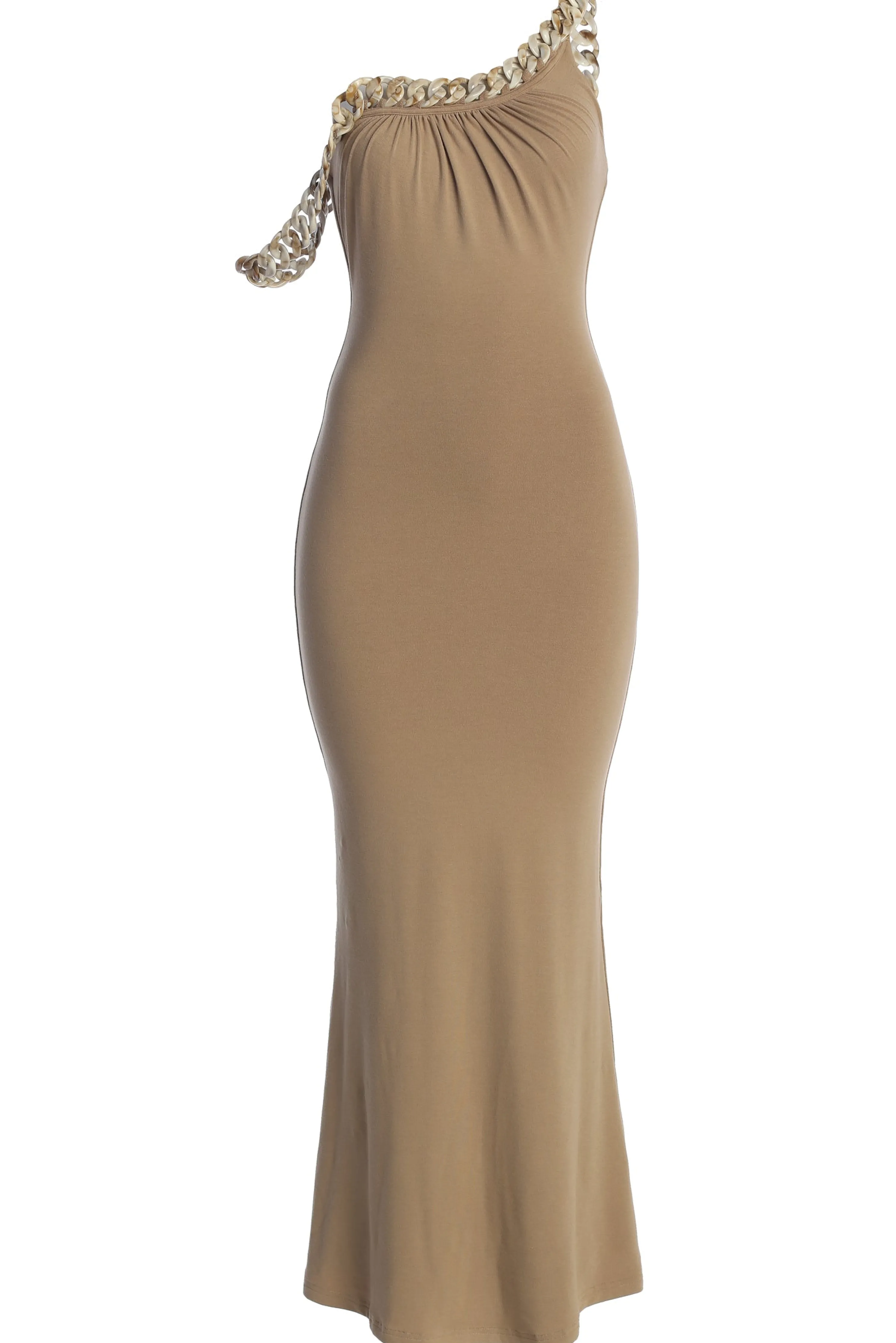 Beige Monette Asymmetric Dress