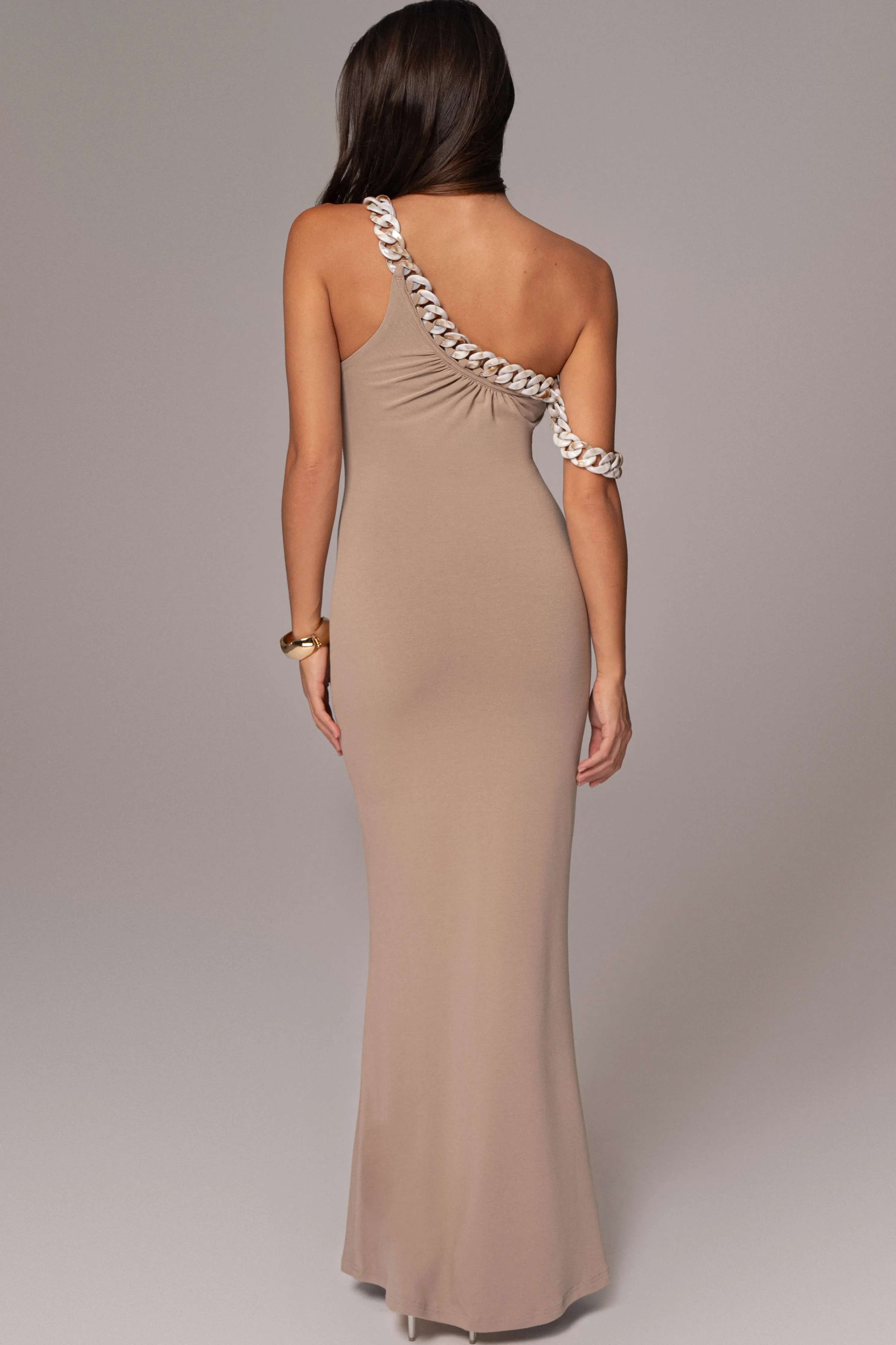 Beige Monette Asymmetric Dress