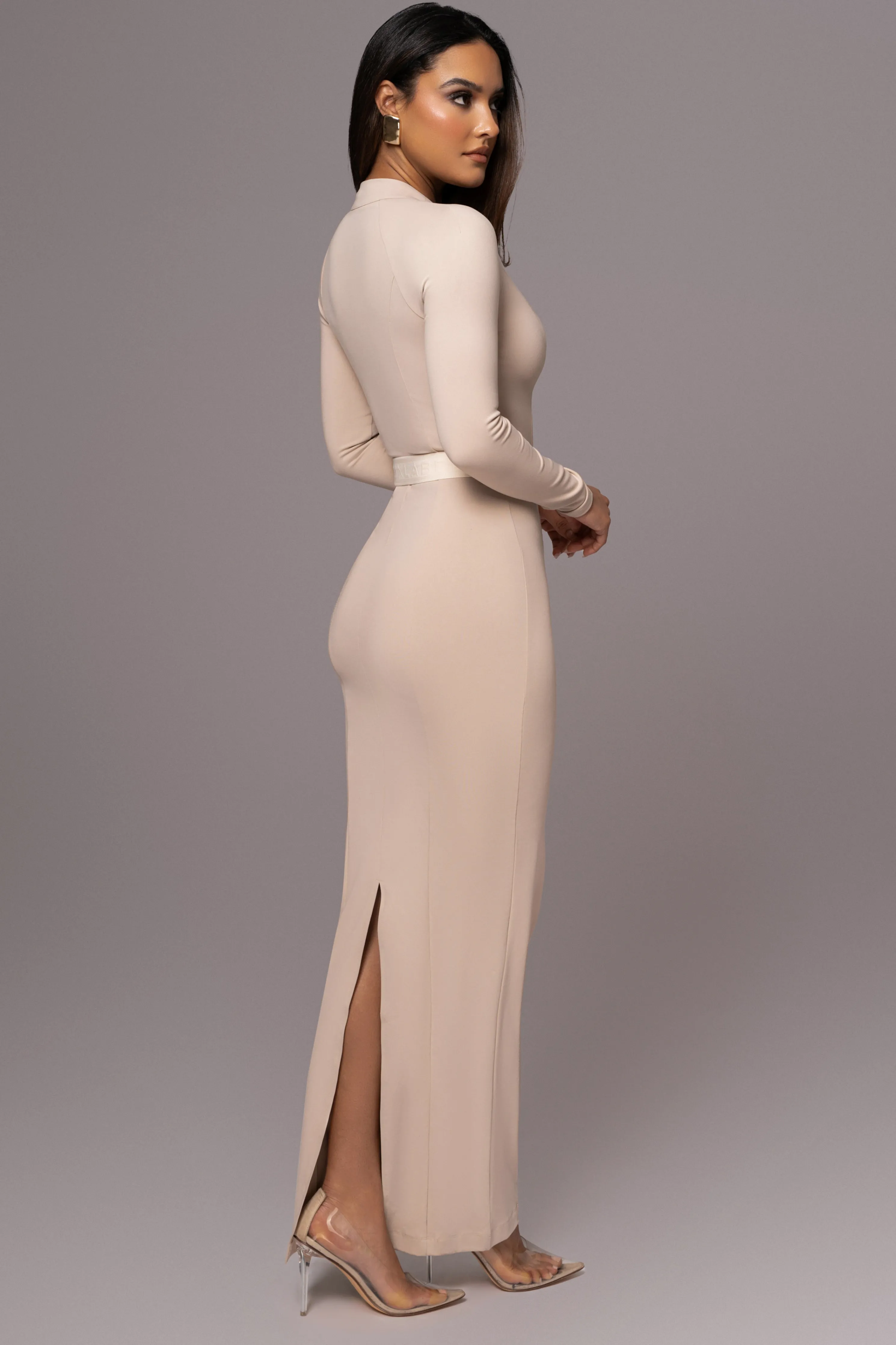 Beige Movement Mock Maxi Dress