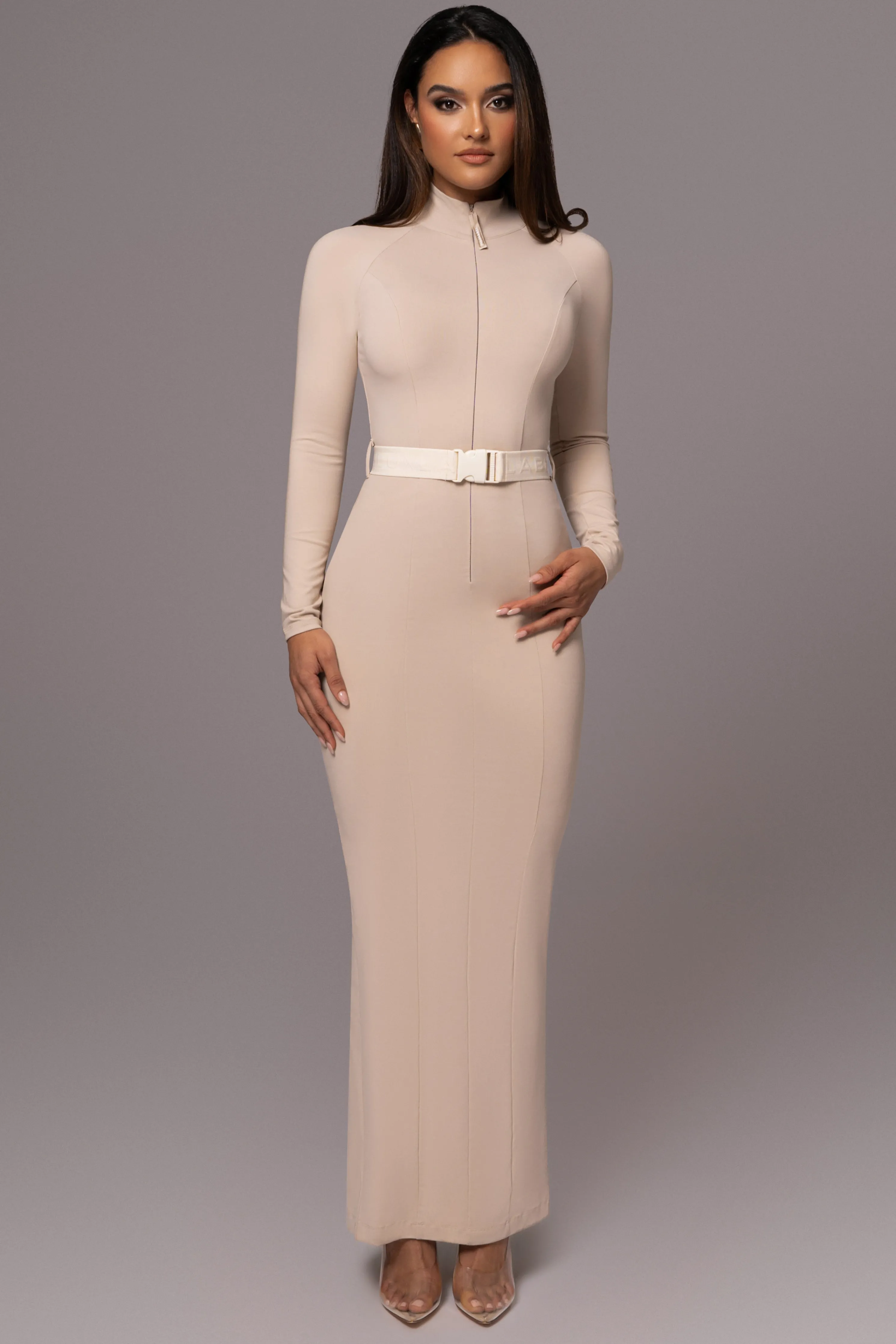 Beige Movement Mock Maxi Dress