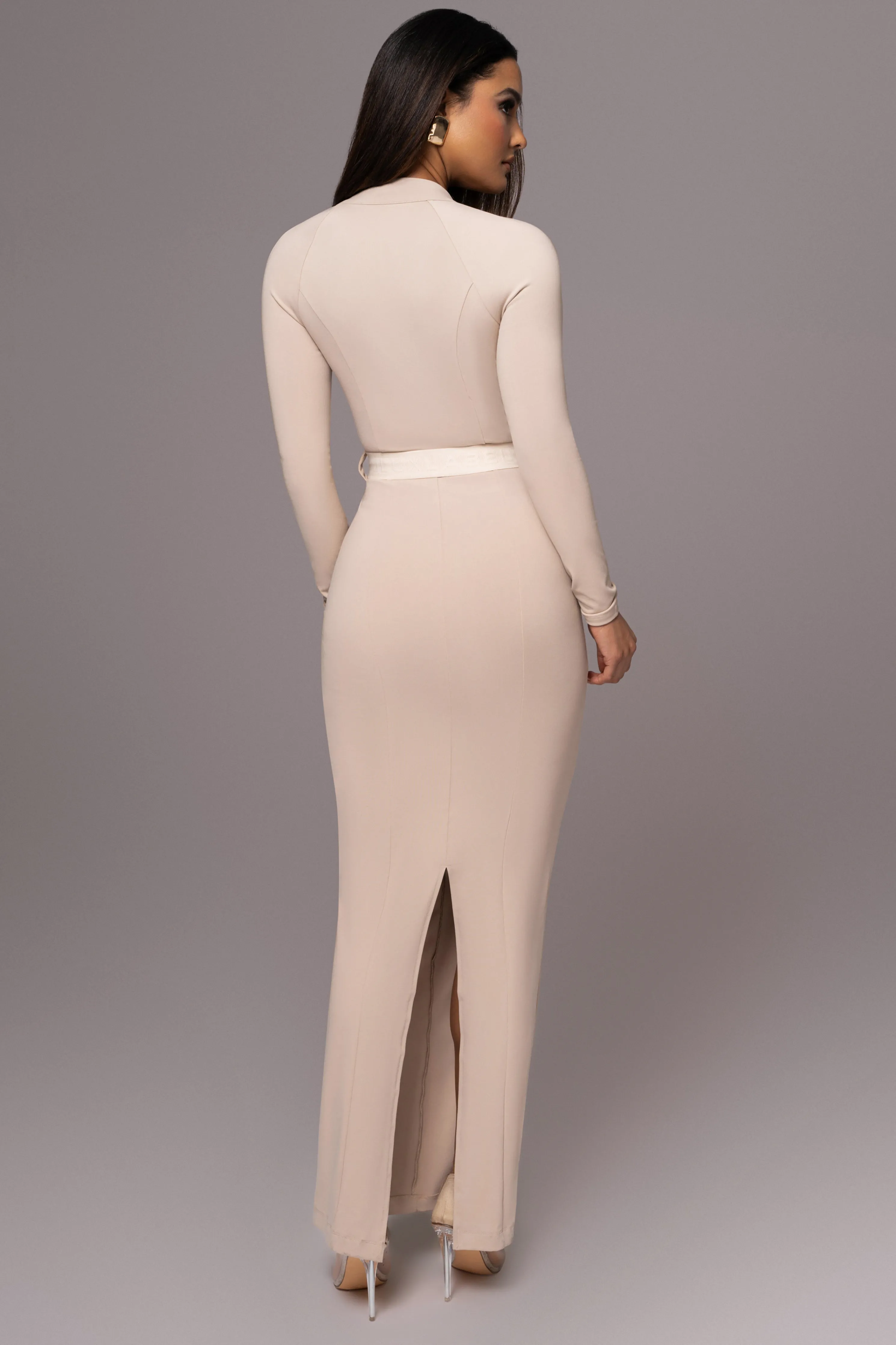 Beige Movement Mock Maxi Dress