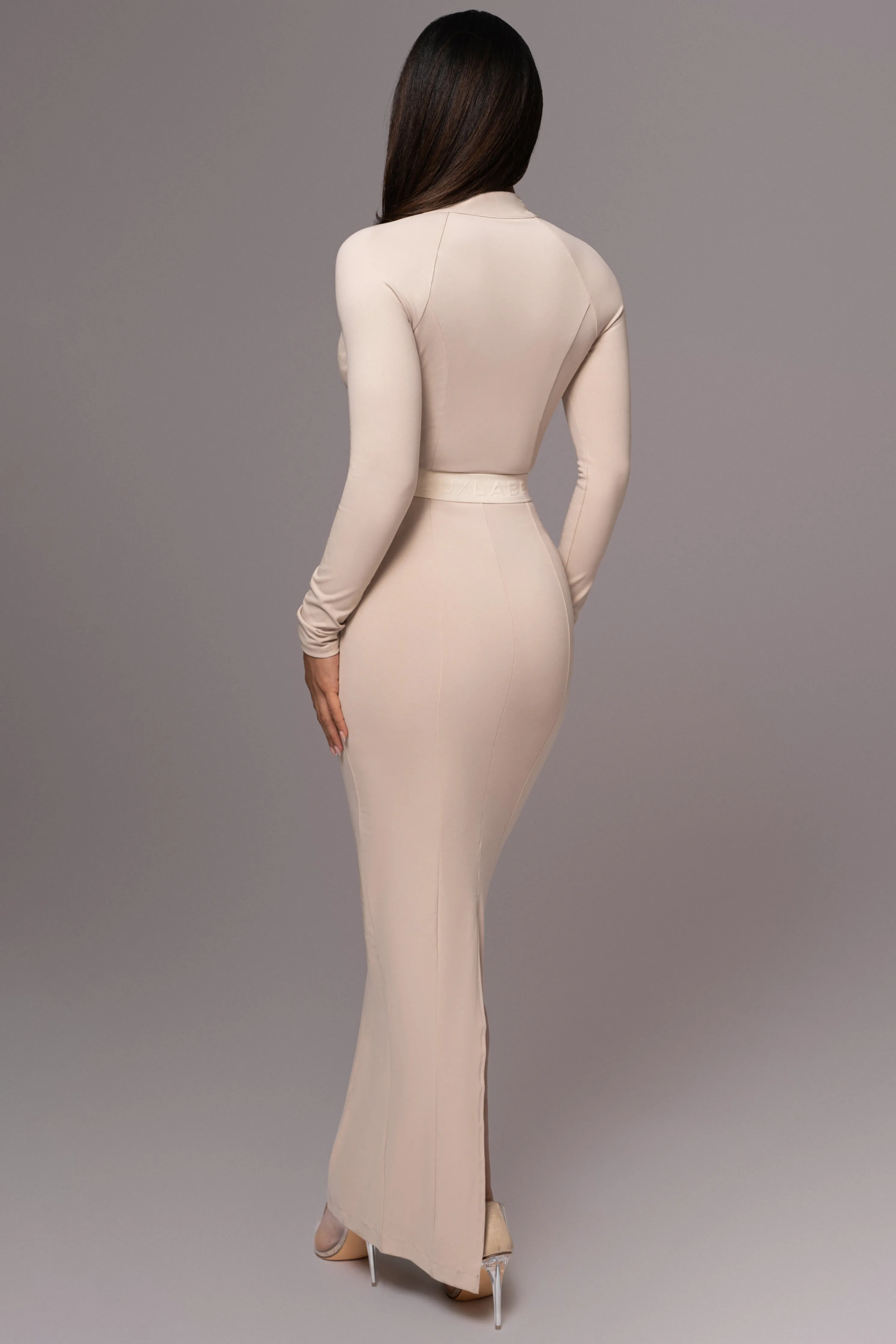 Beige Movement Mock Maxi Dress