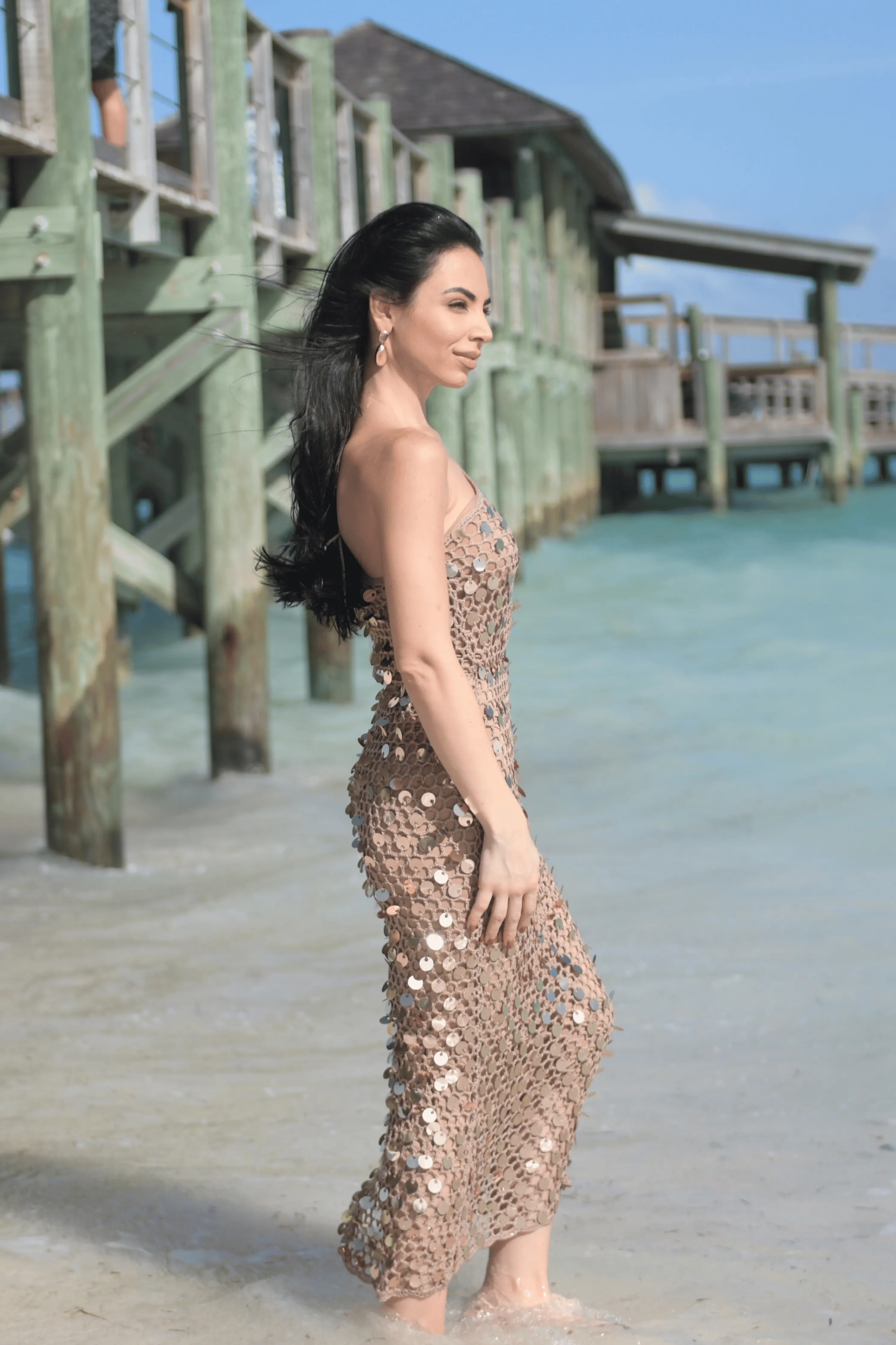 Beige Opulent Sunsets Maxi Dress