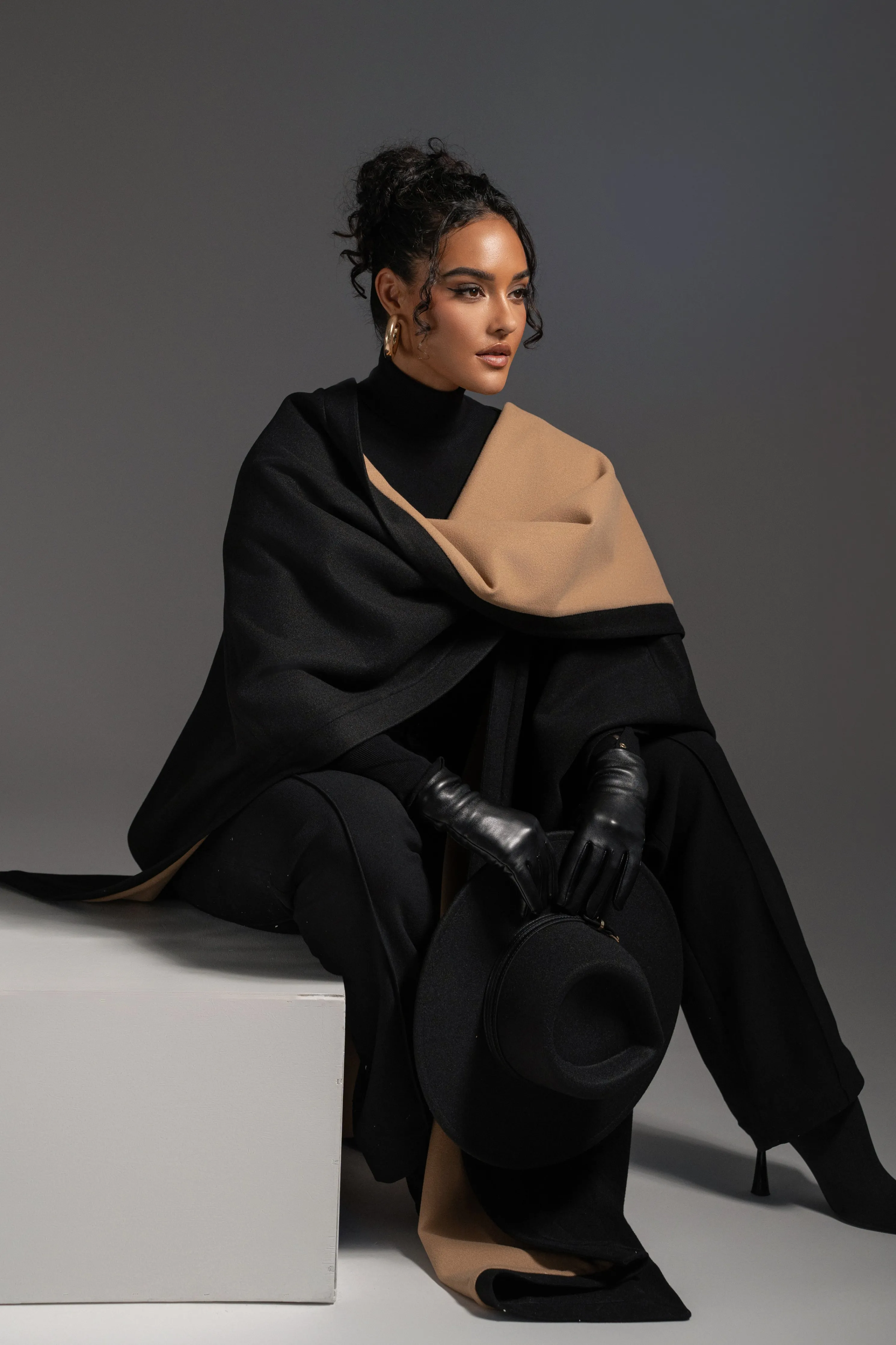 Beige Park City Reversible Shawl