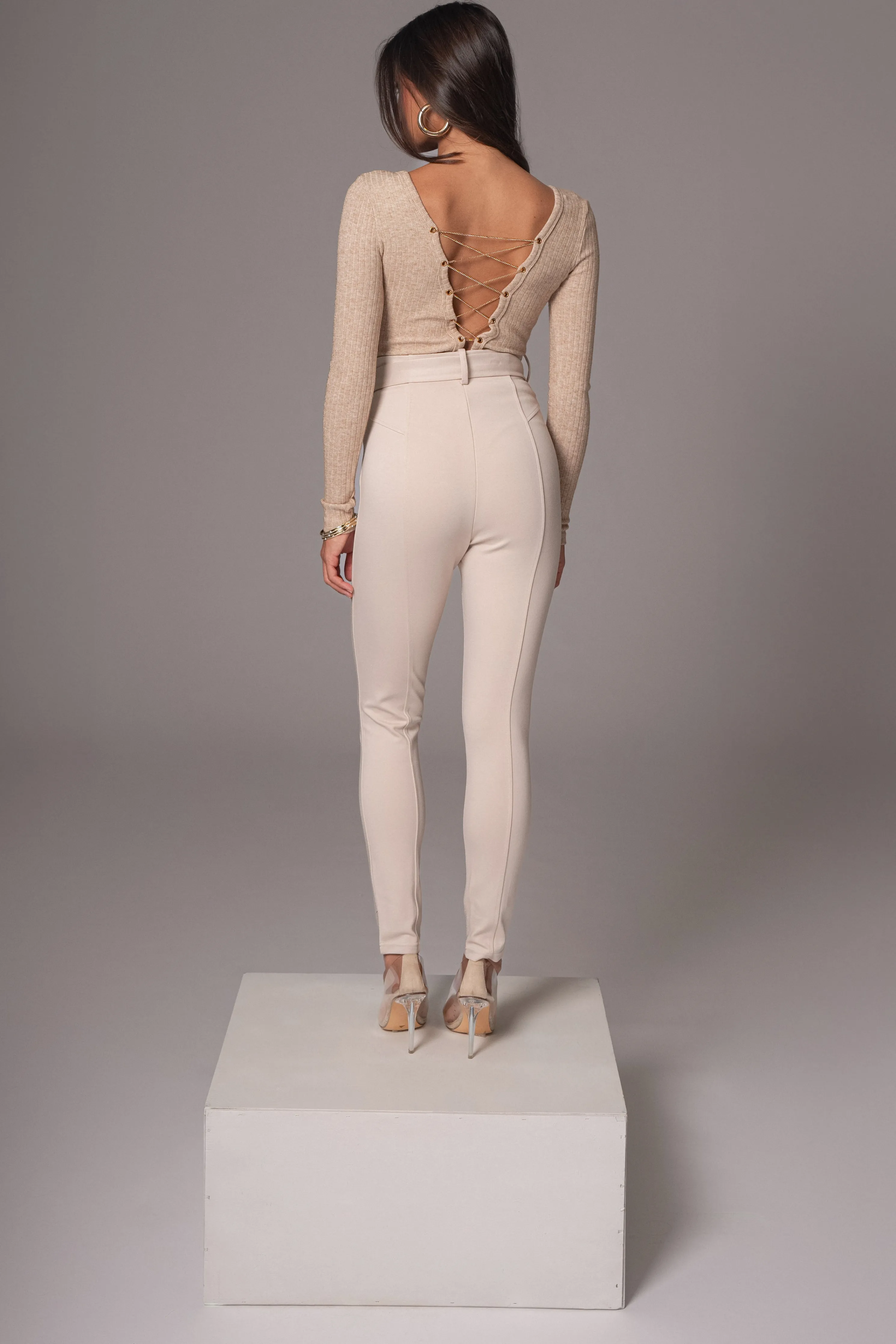 Beige Pegasus Chain Bodysuit