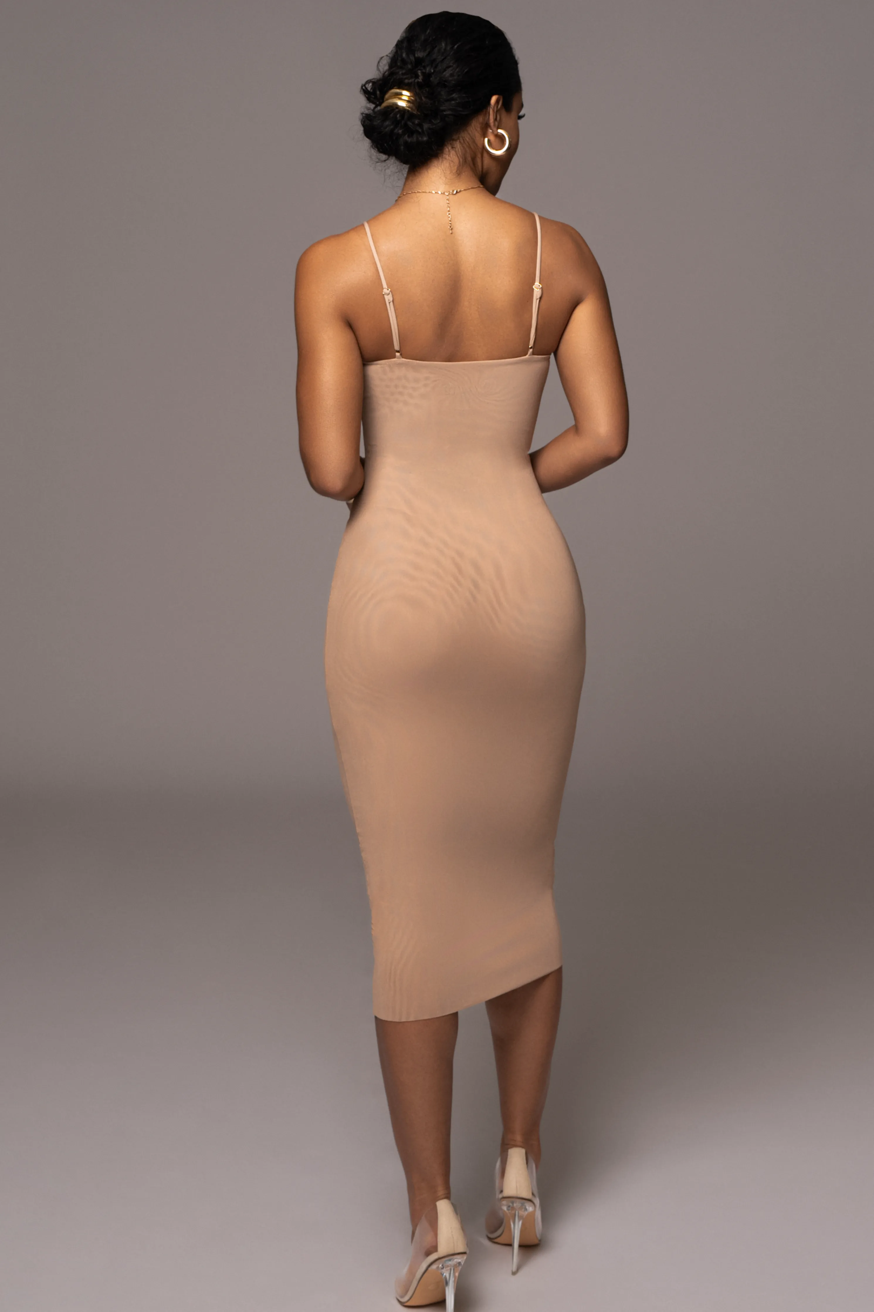 Beige Rochelle Mesh Midi Dress