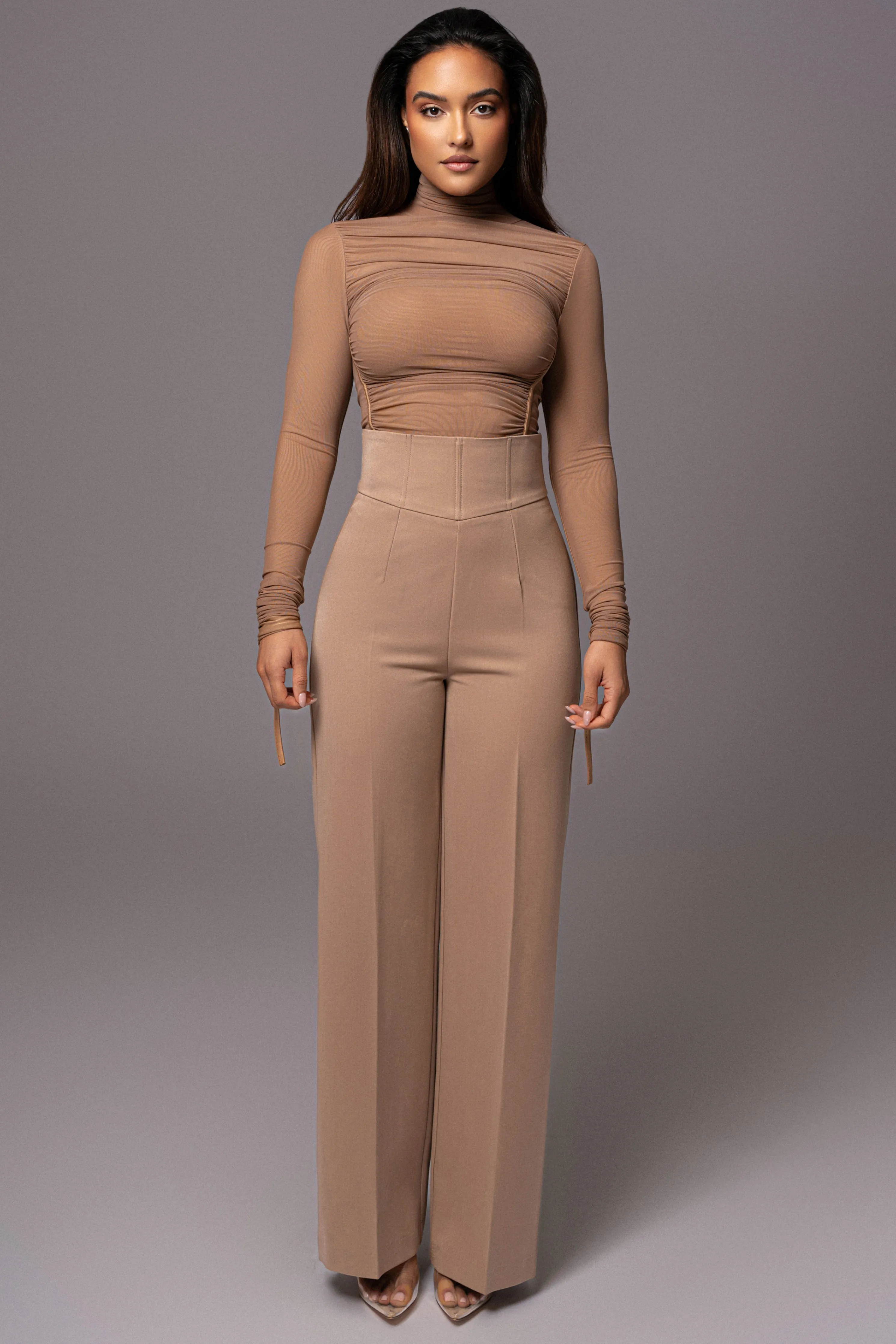 Beige Santiana Turtleneck Top