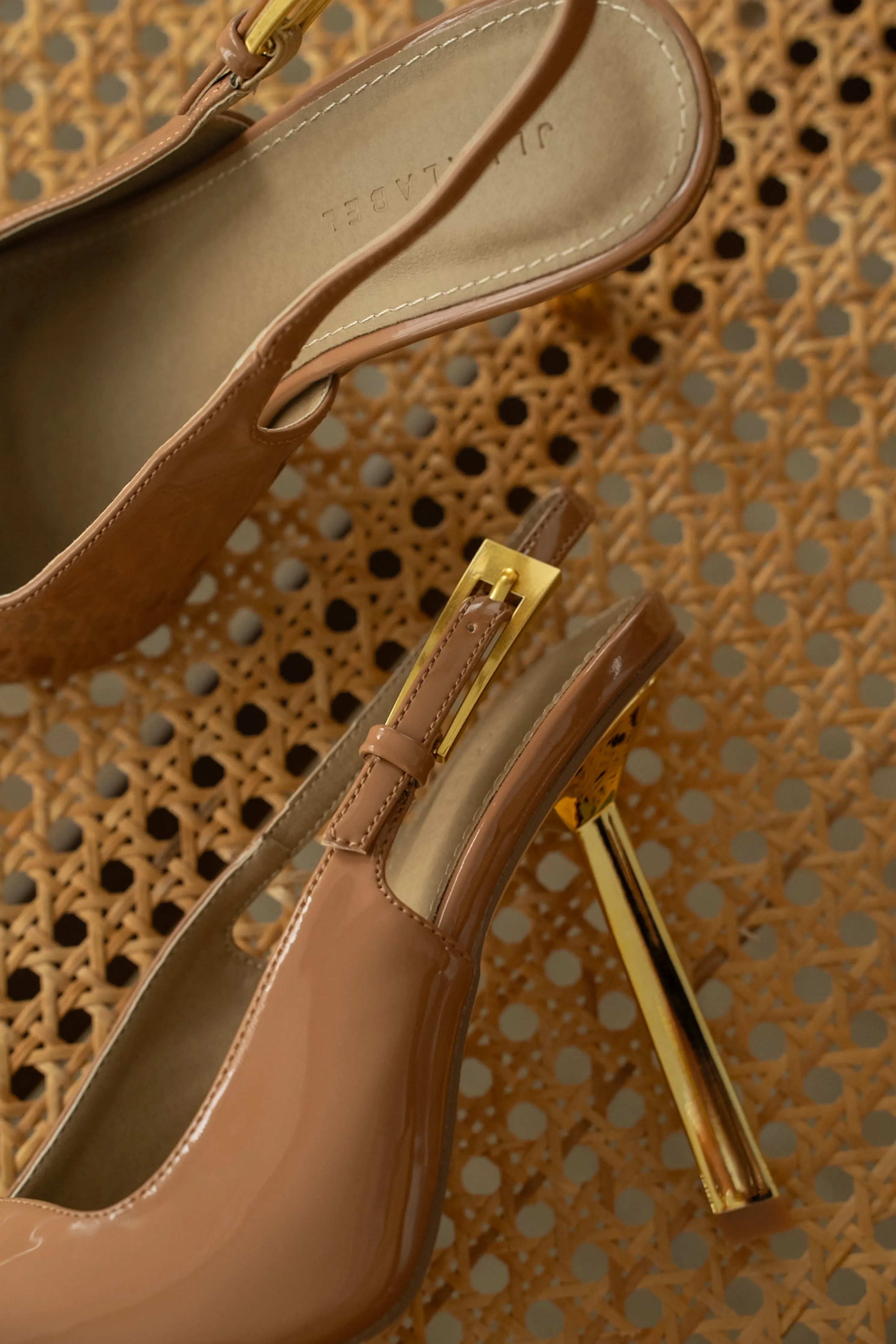 Beige Slingback Pointed Toe Pumps