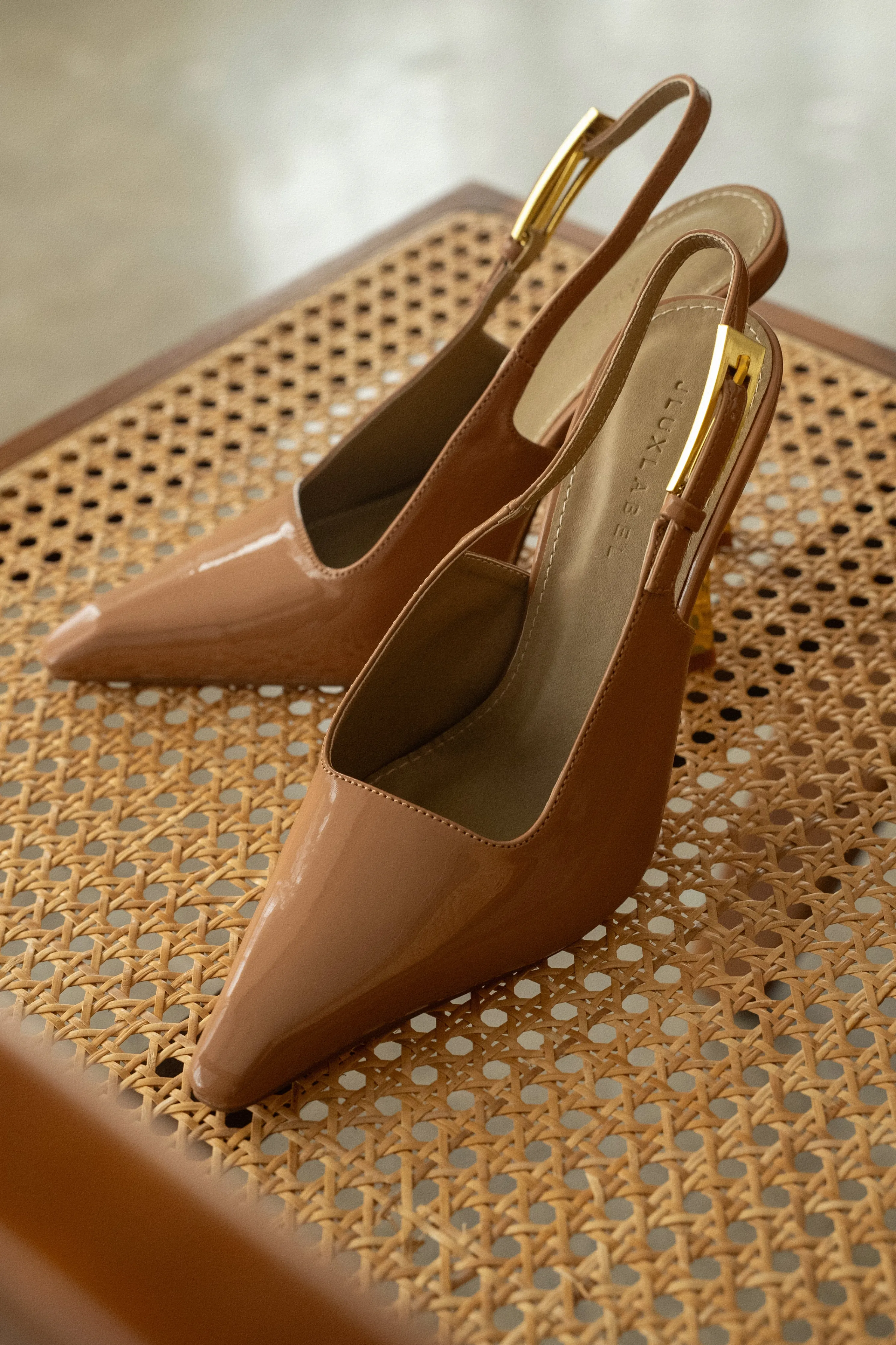 Beige Slingback Pointed Toe Pumps