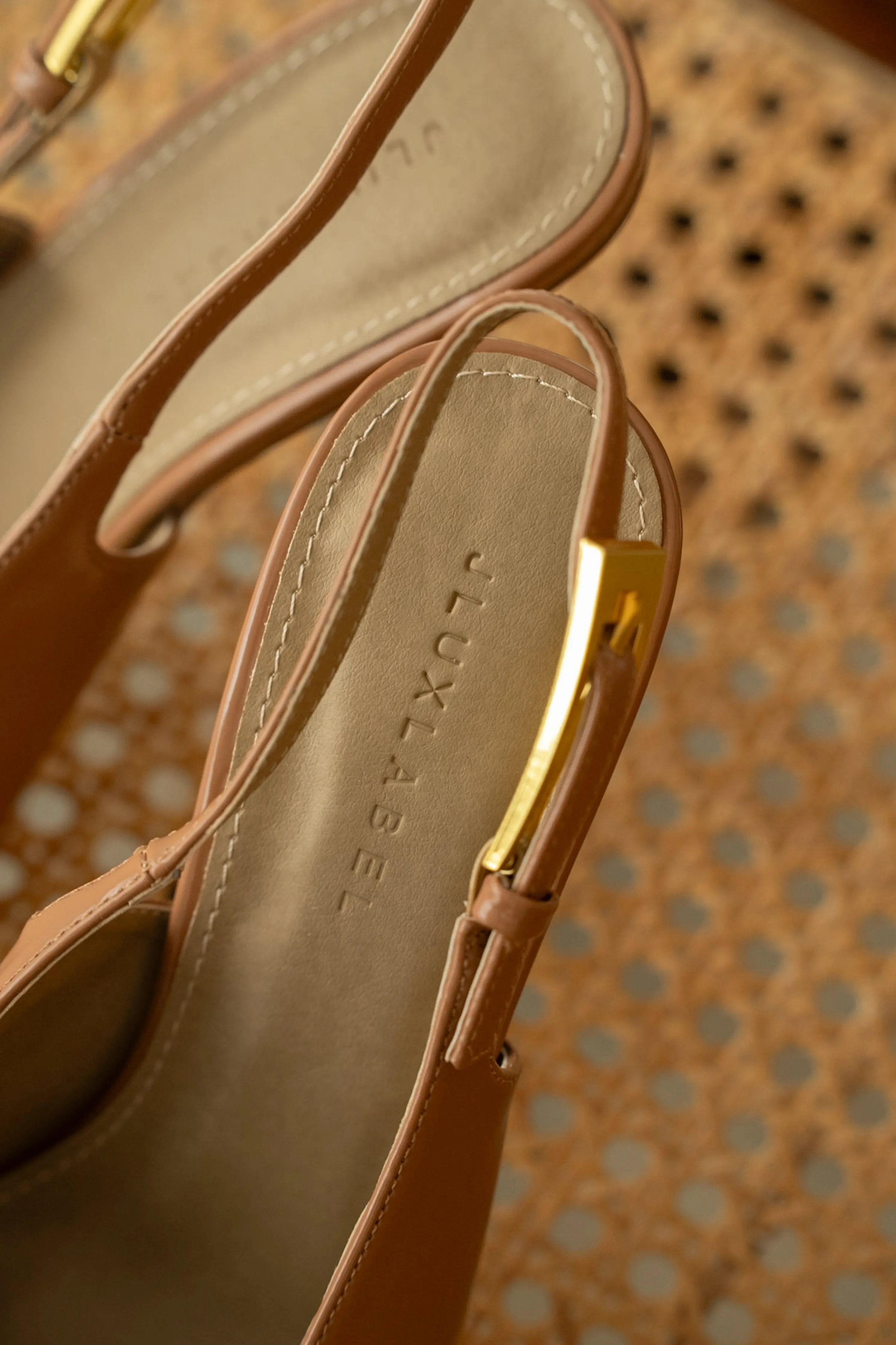 Beige Slingback Pointed Toe Pumps