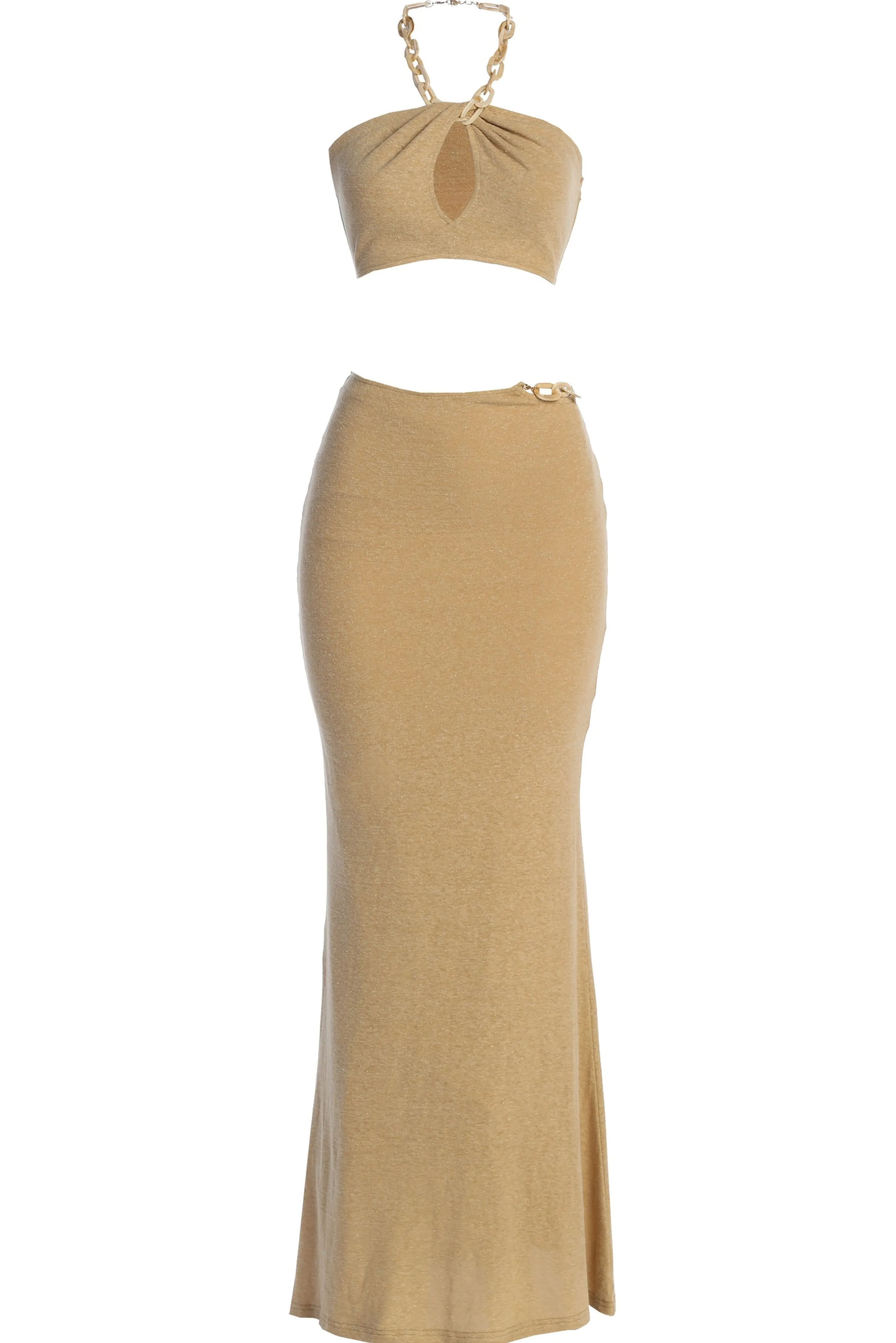 Beige Summer Horizon Skirt Set
