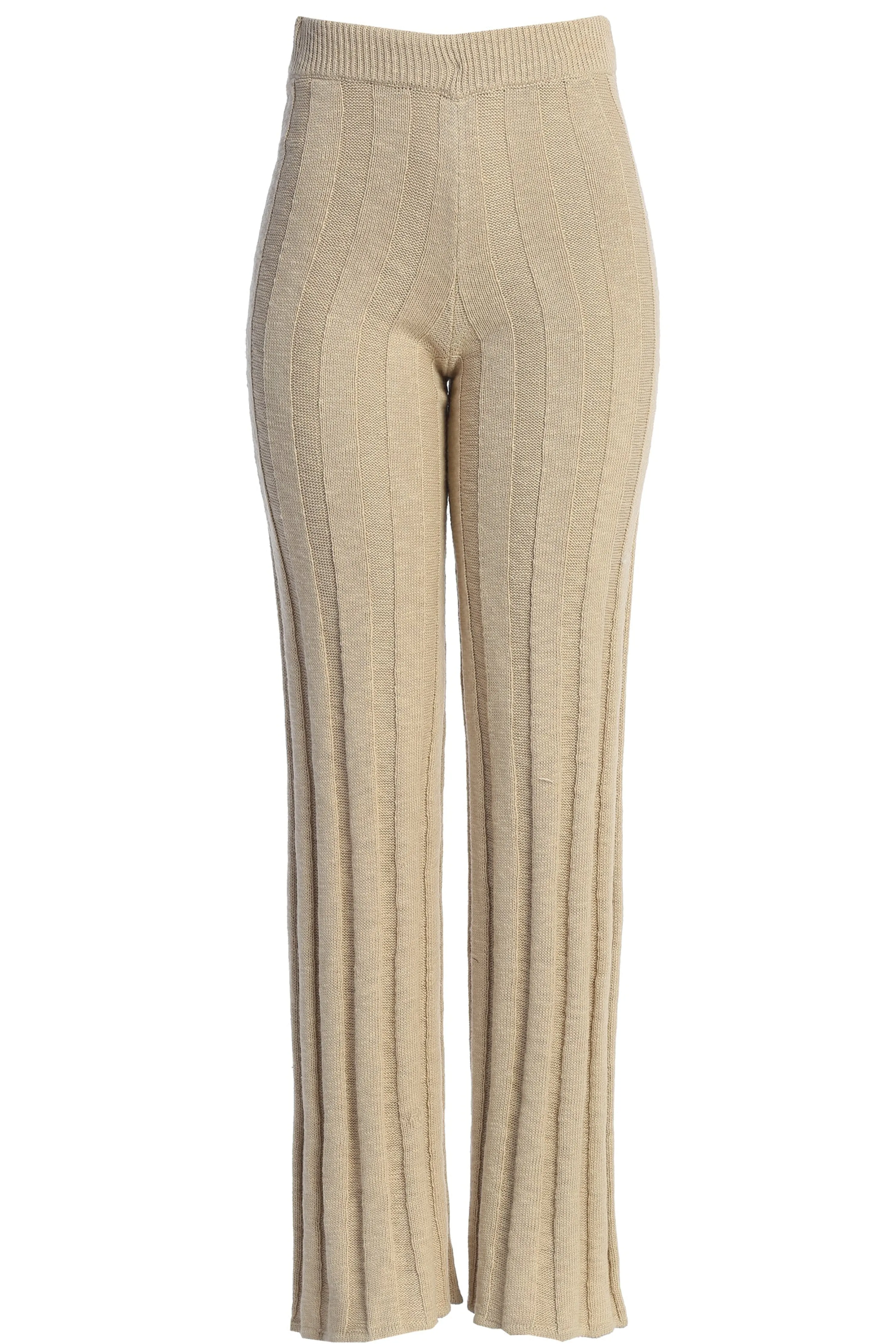 Beige Take A Chance Ribbed Pant Set