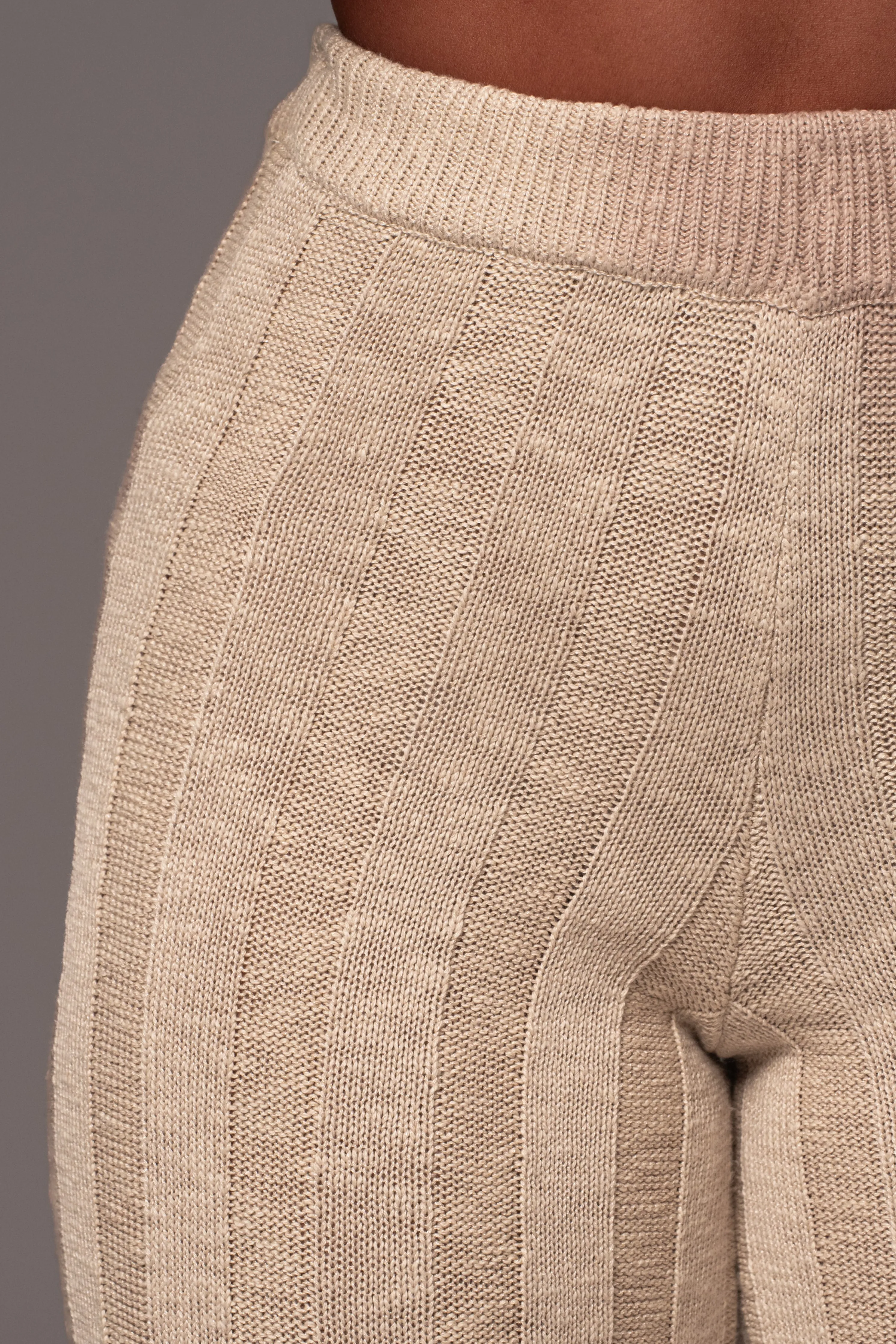 Beige Take A Chance Ribbed Pant Set