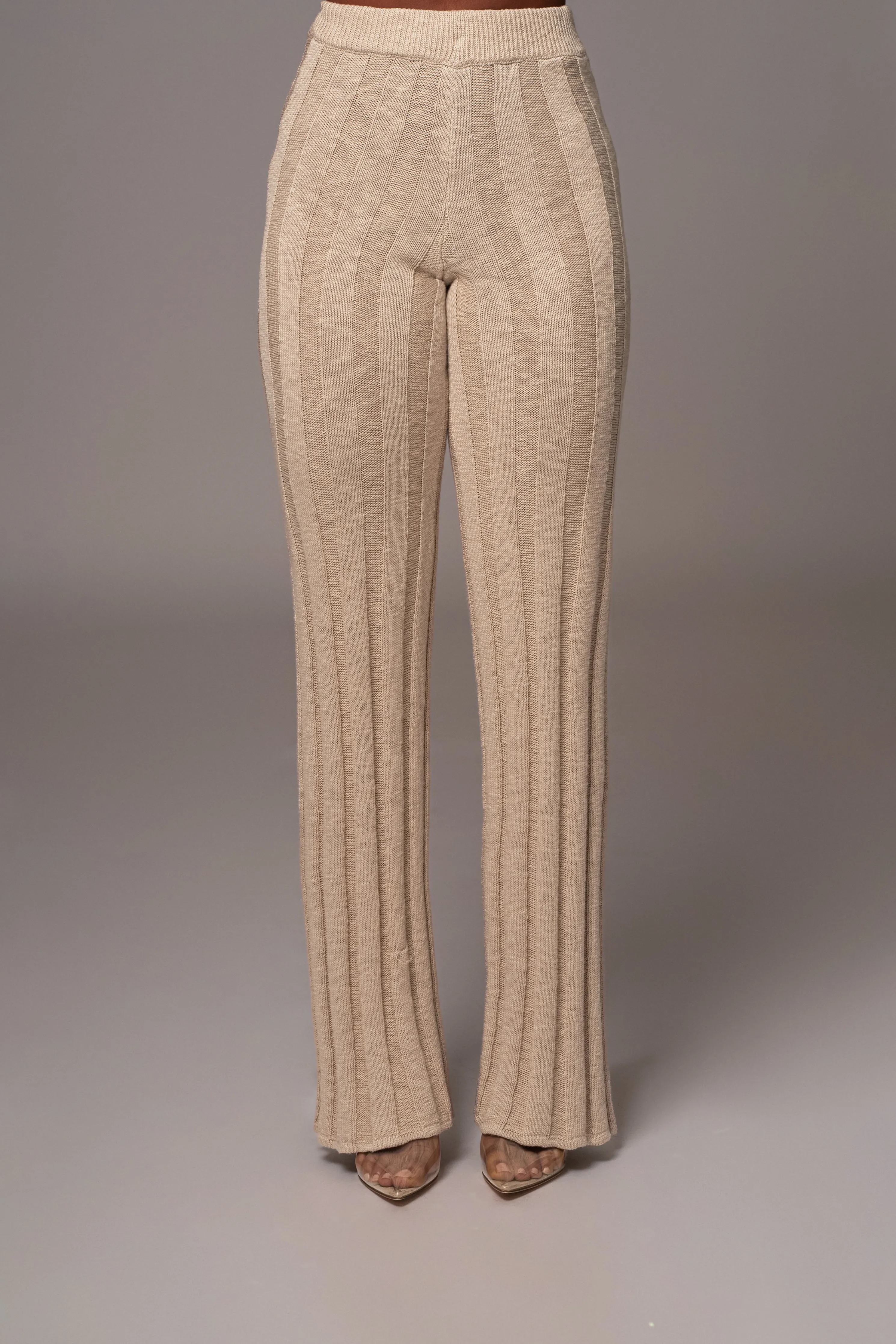 Beige Take A Chance Ribbed Pant Set