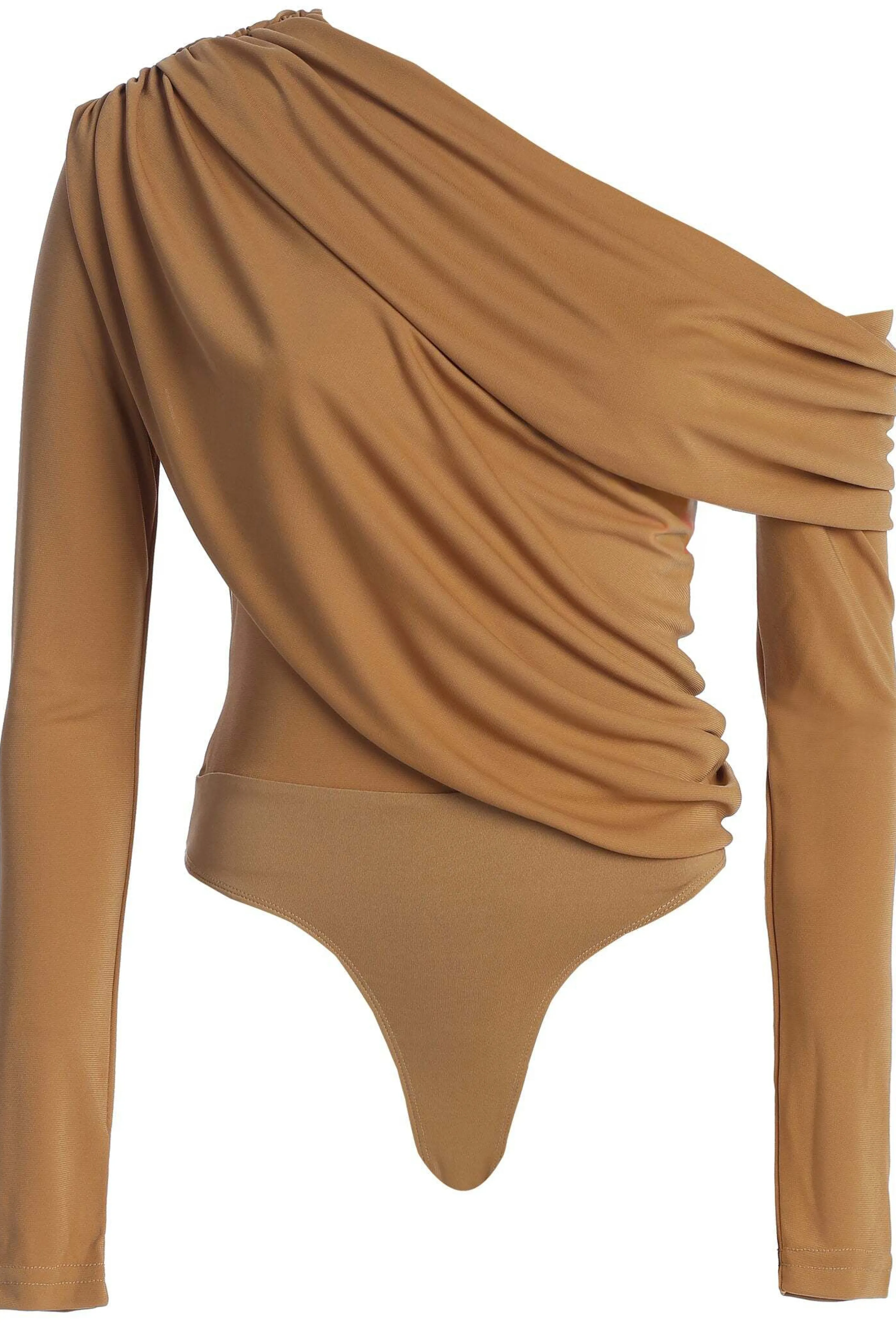 Beige Ultra High Neck Bodysuit