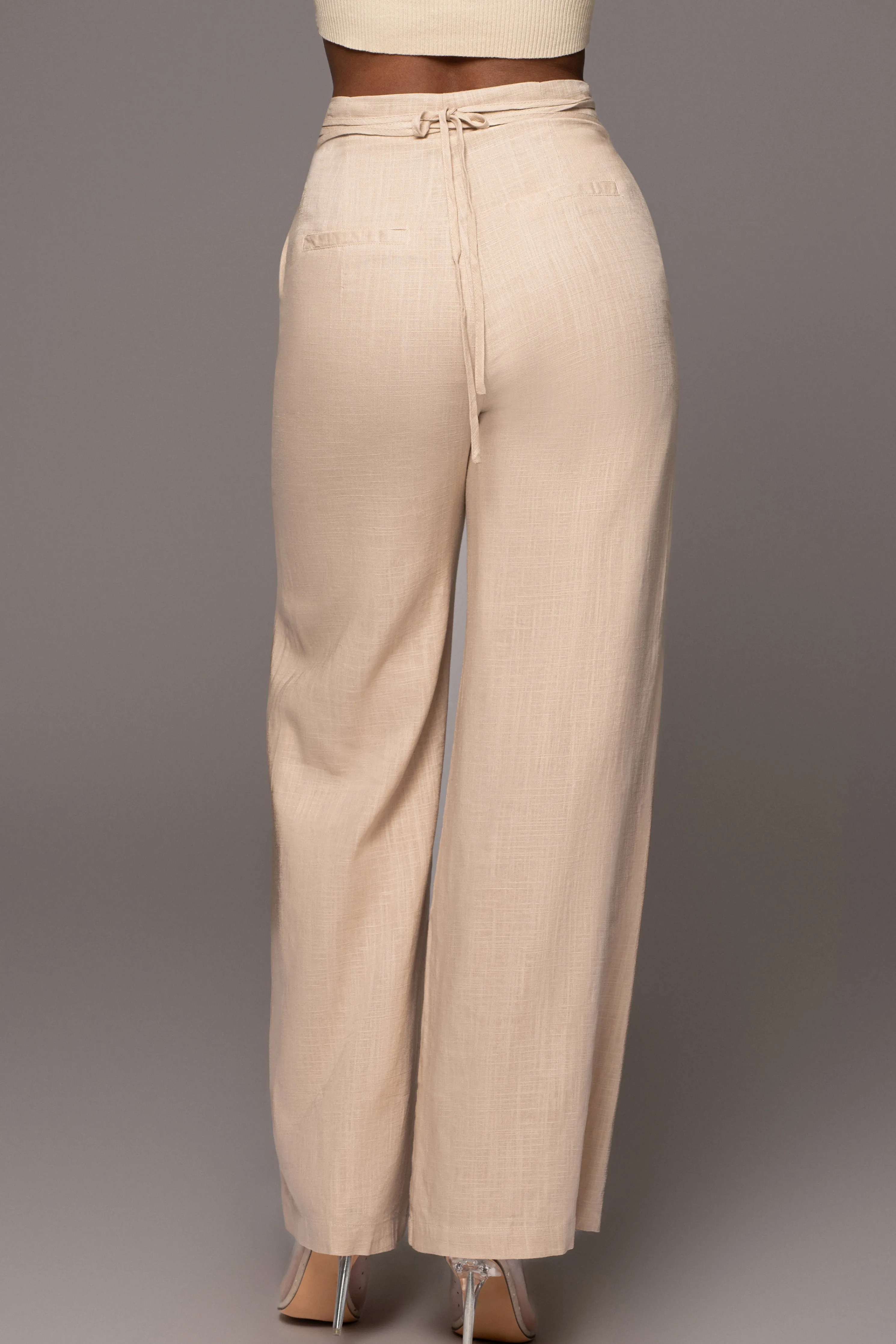 Beige Waverly Linen Trousers