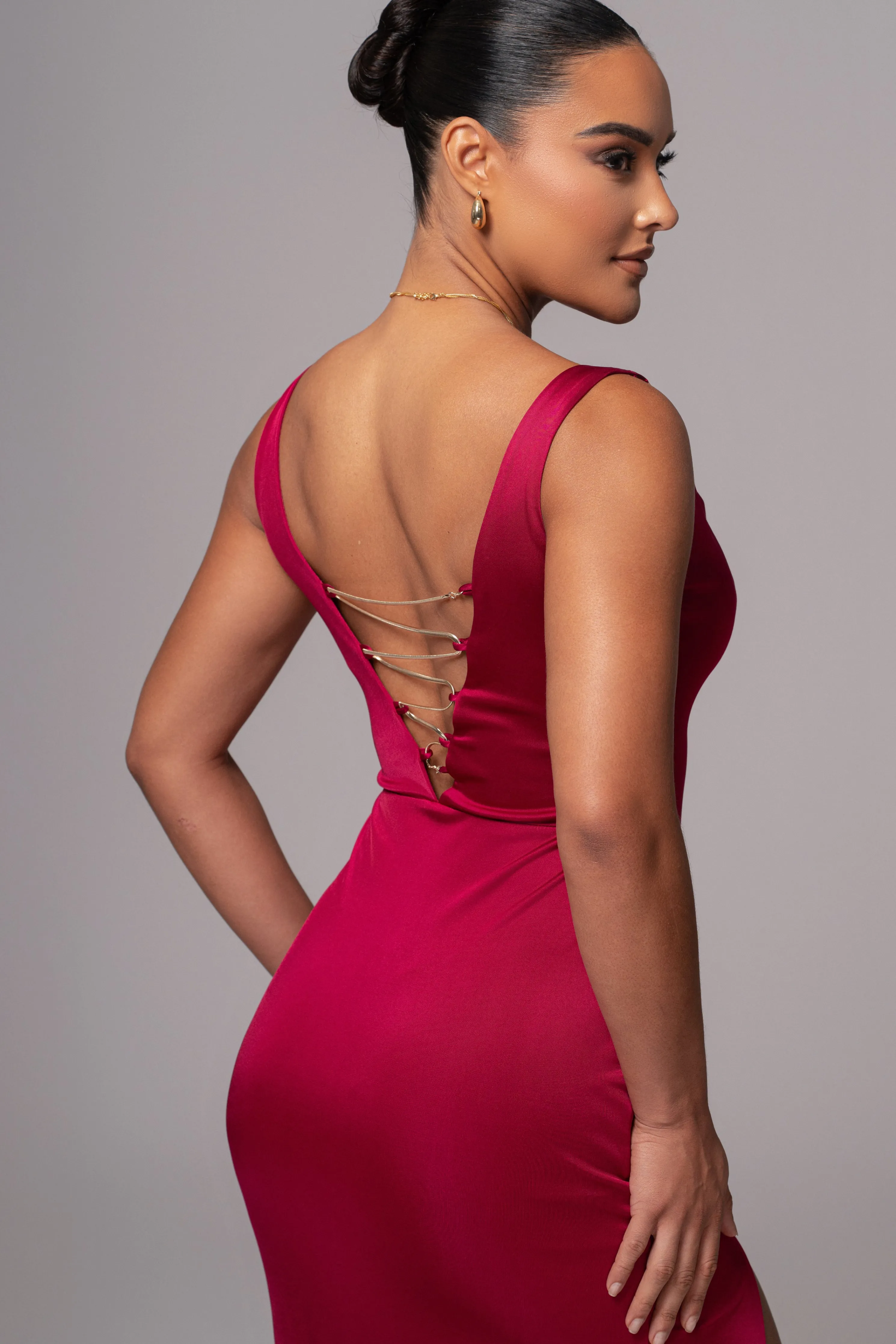 Berry Cowl Neck Chain Dress