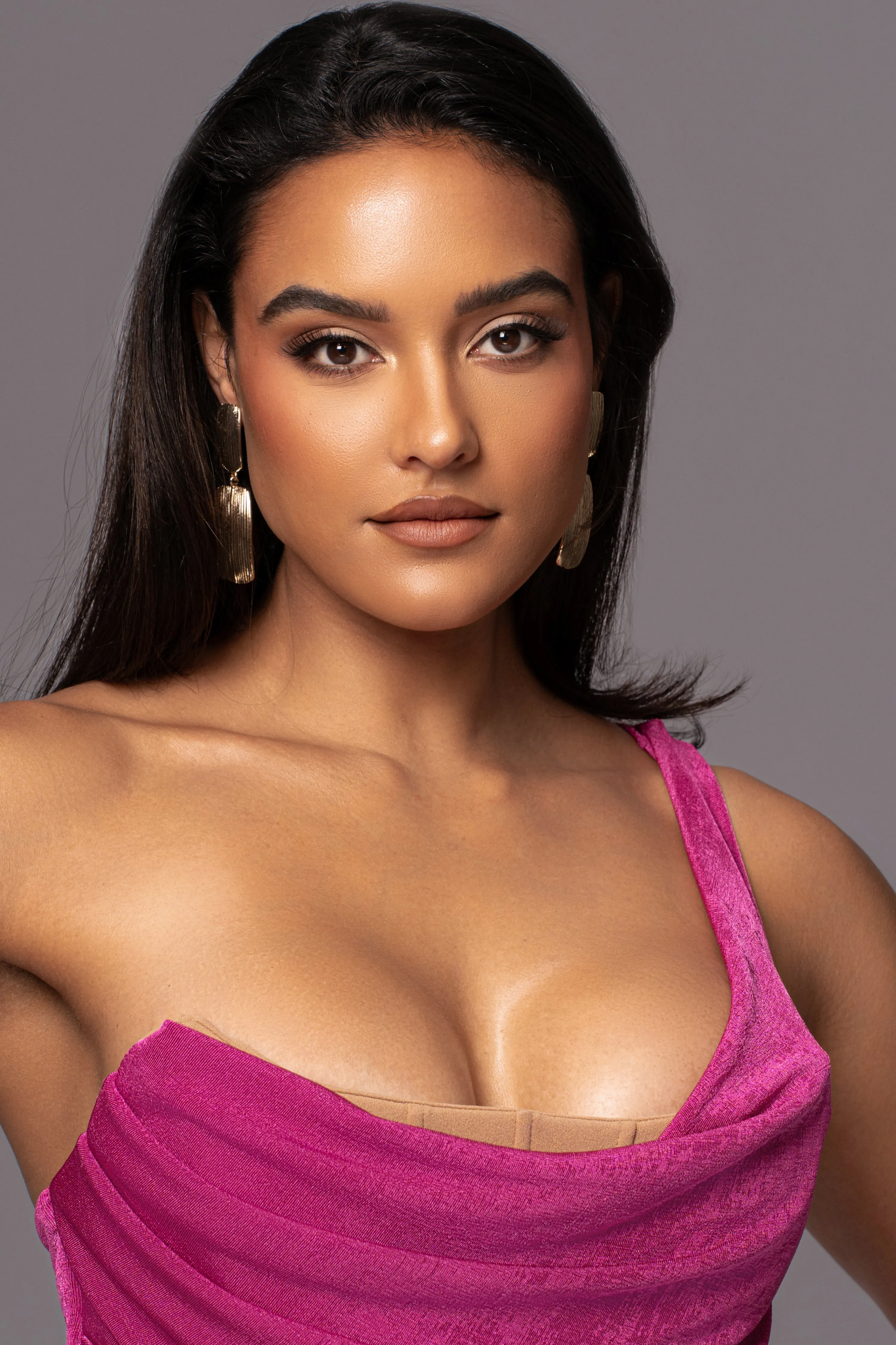 Berry Slinky Krishna One Shoulder Maxi Dress