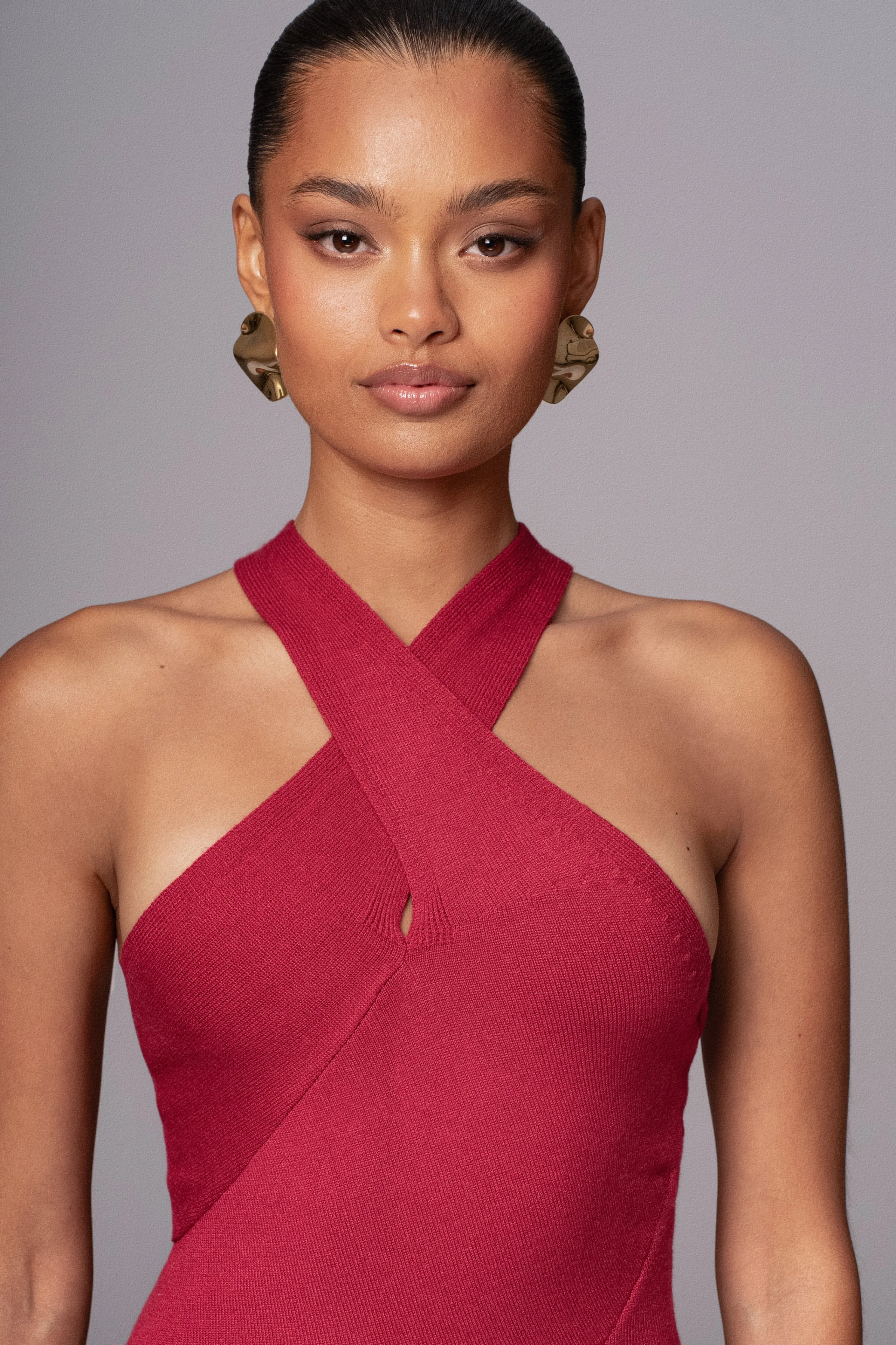 Berry Steph Halter Maxi Dress