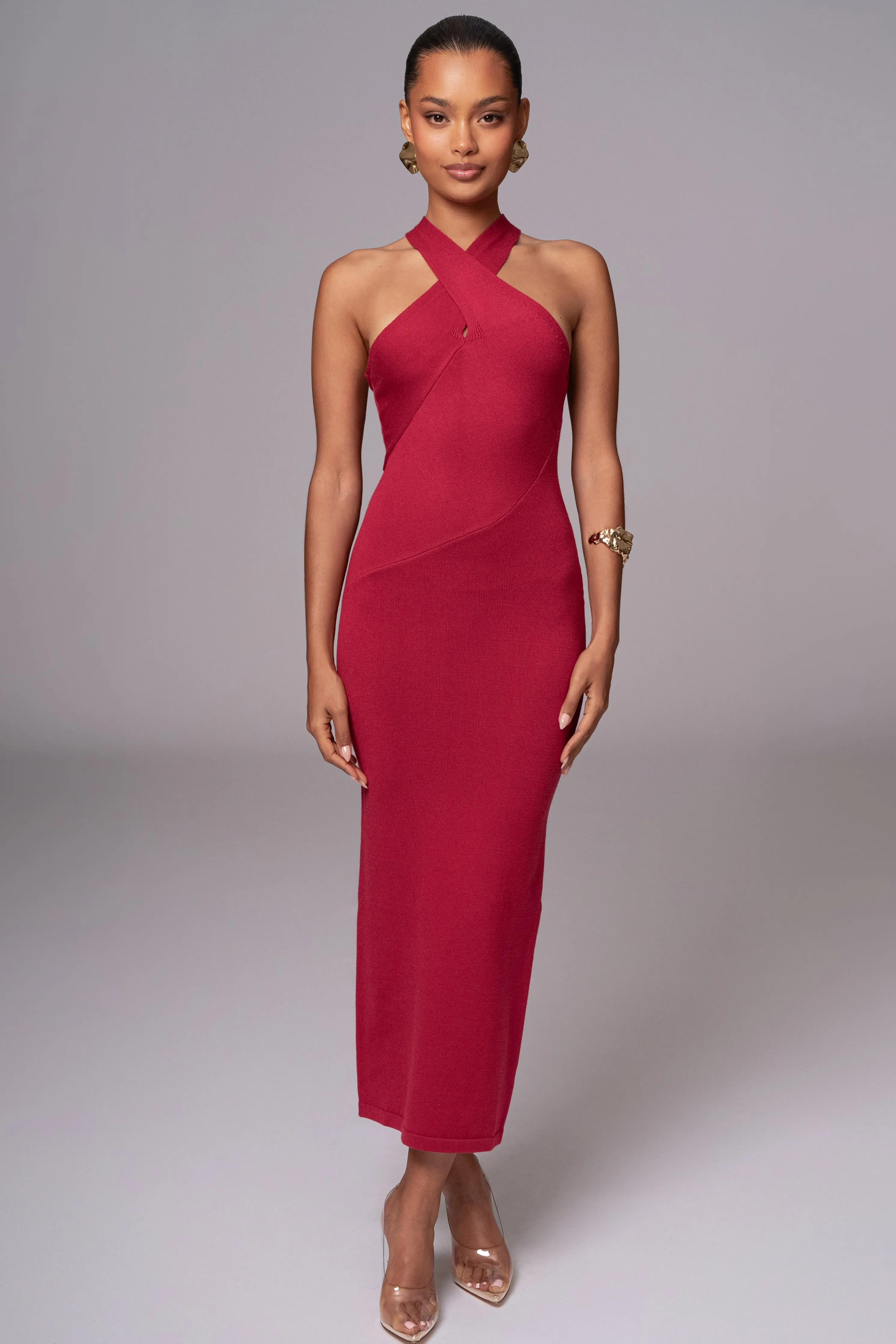 Berry Steph Halter Maxi Dress