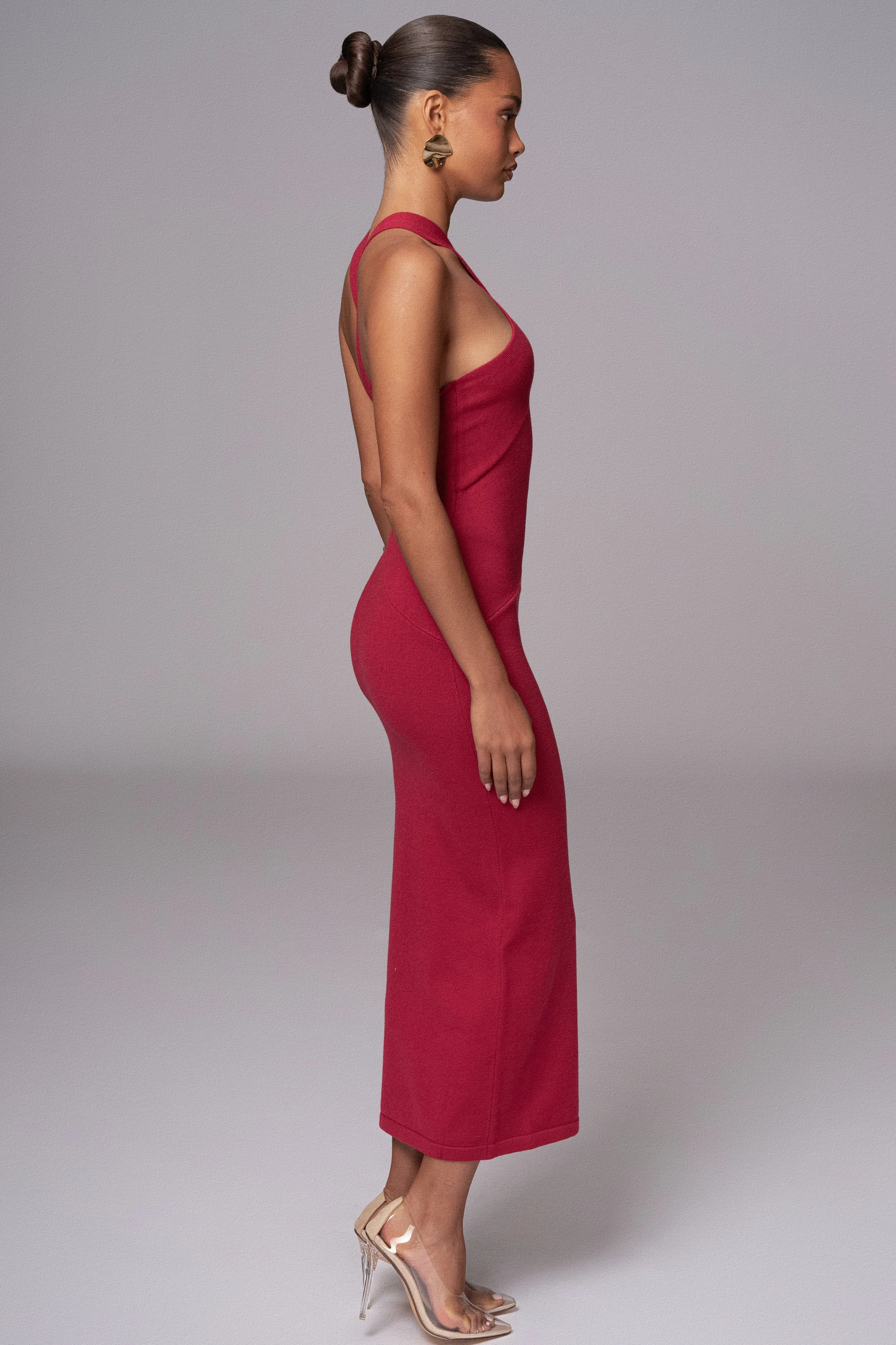 Berry Steph Halter Maxi Dress