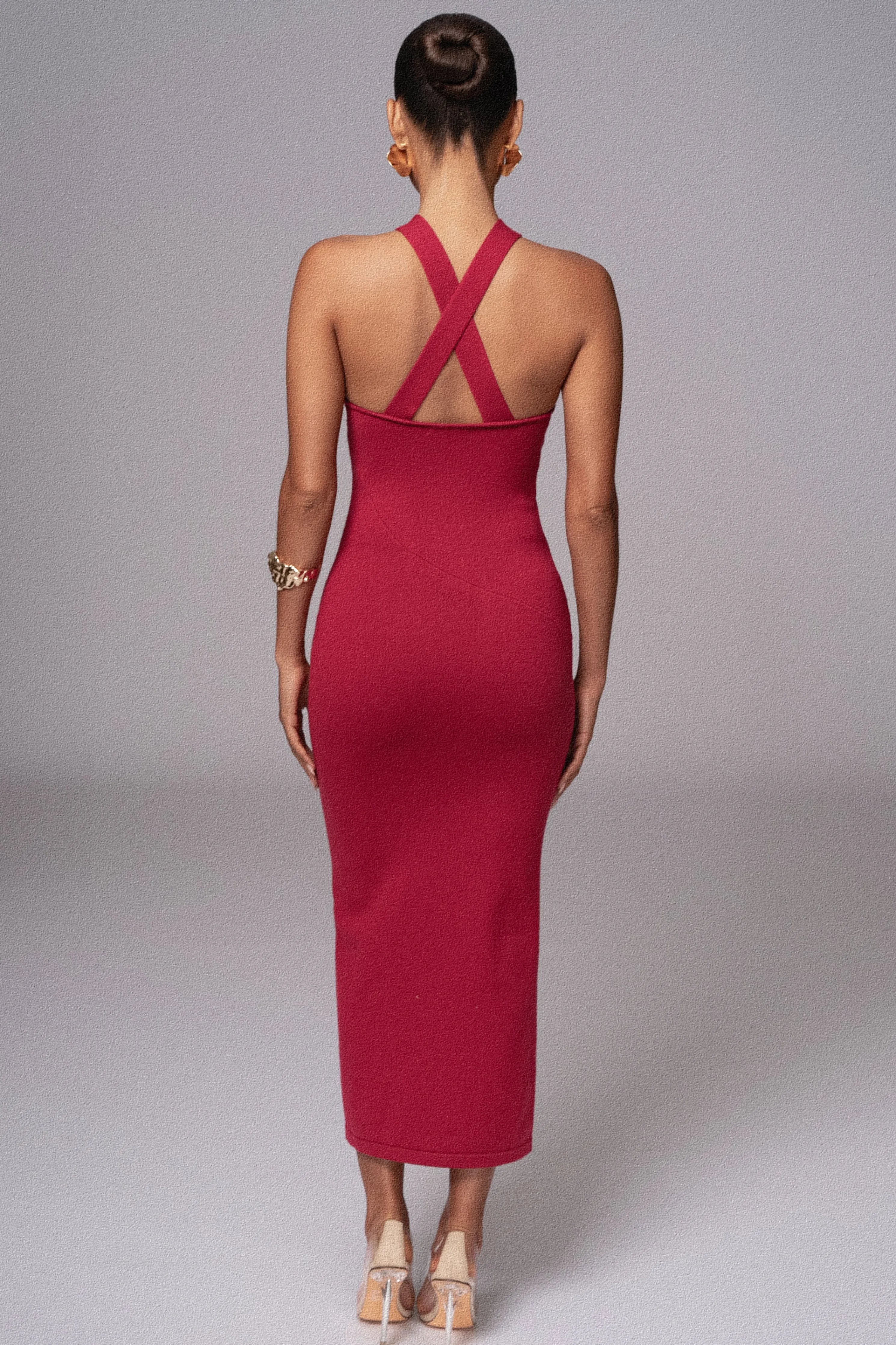 Berry Steph Halter Maxi Dress