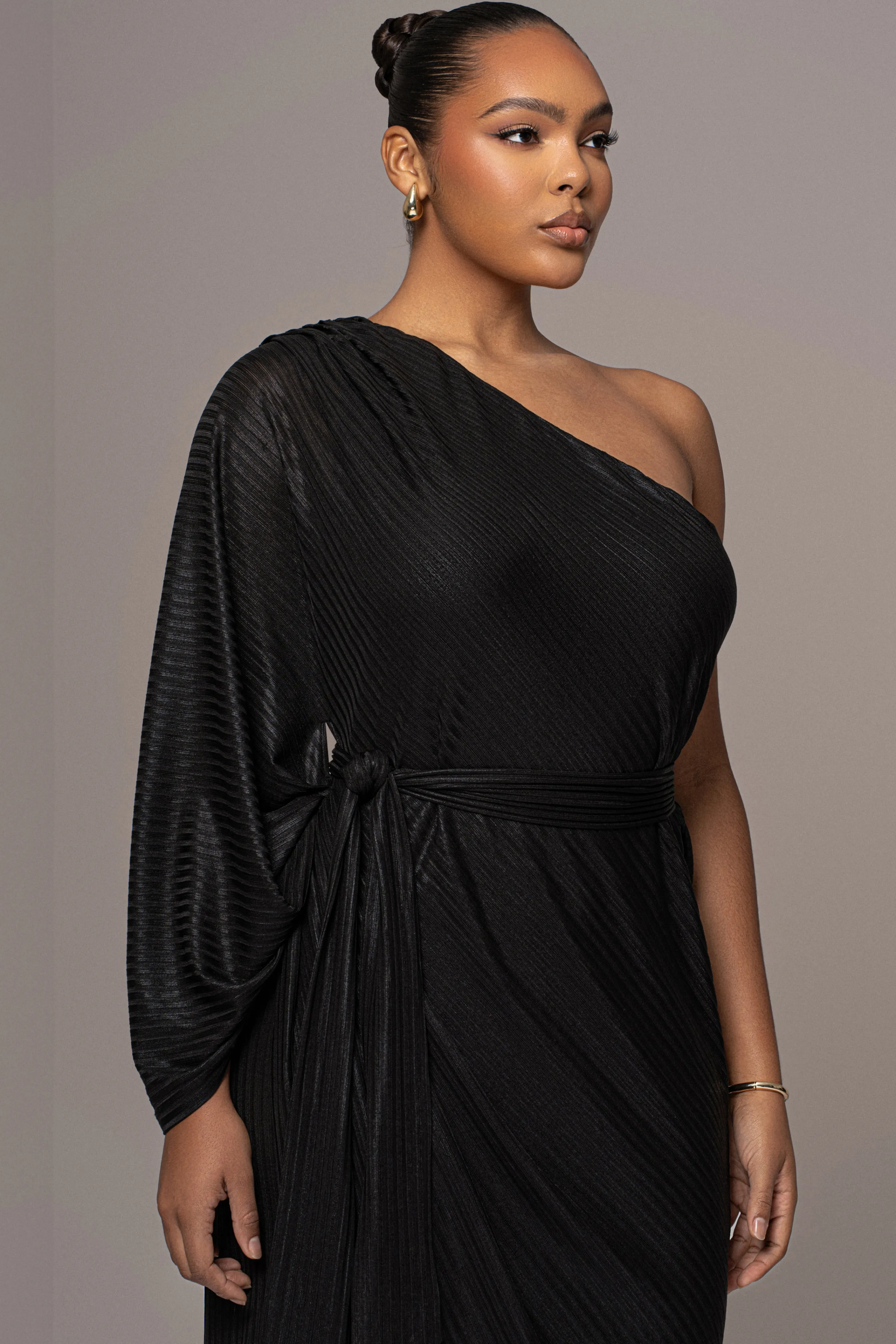 Black Amina Metallic Maxi Dress