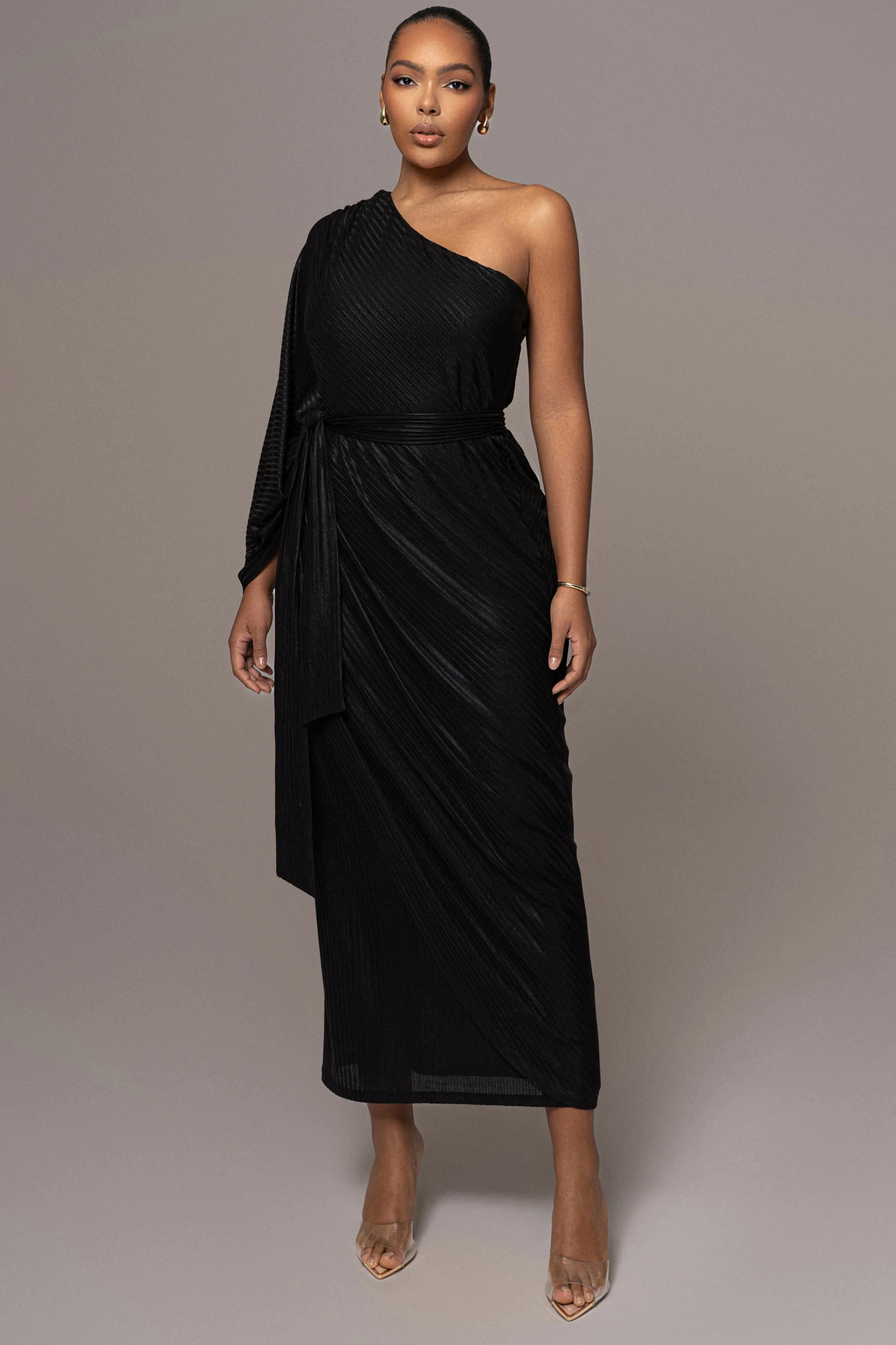 Black Amina Metallic Maxi Dress