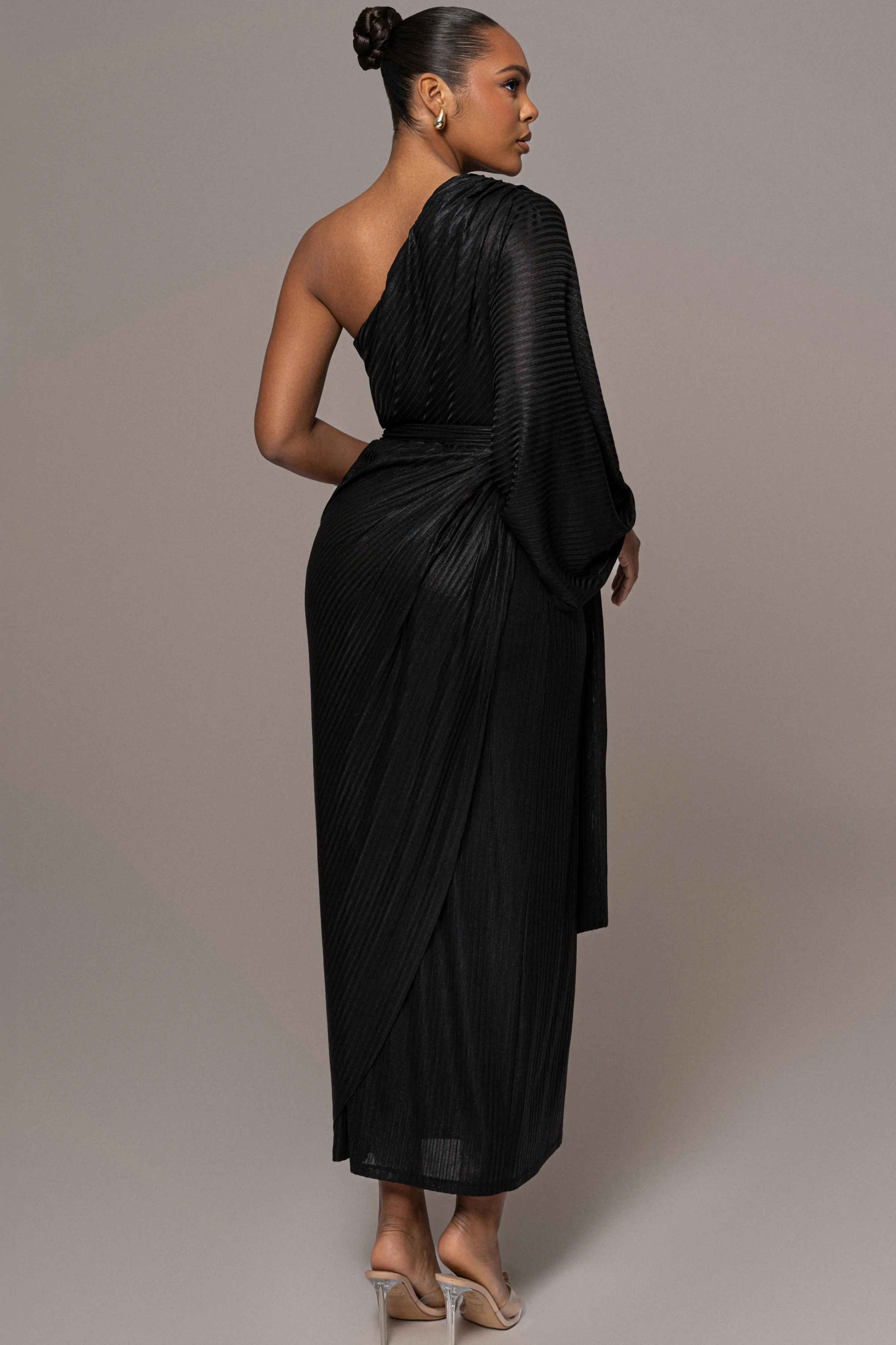 Black Amina Metallic Maxi Dress
