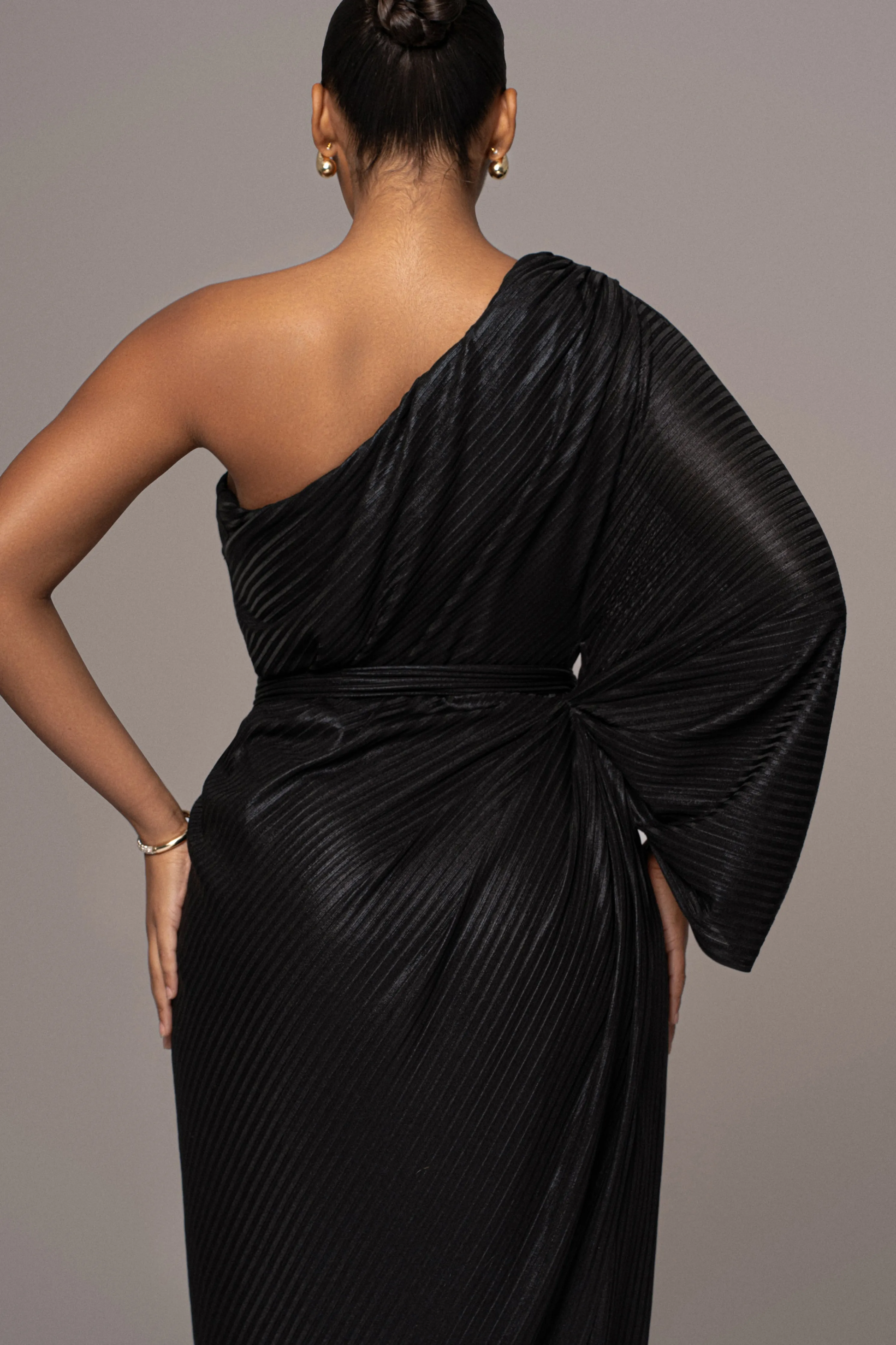 Black Amina Metallic Maxi Dress