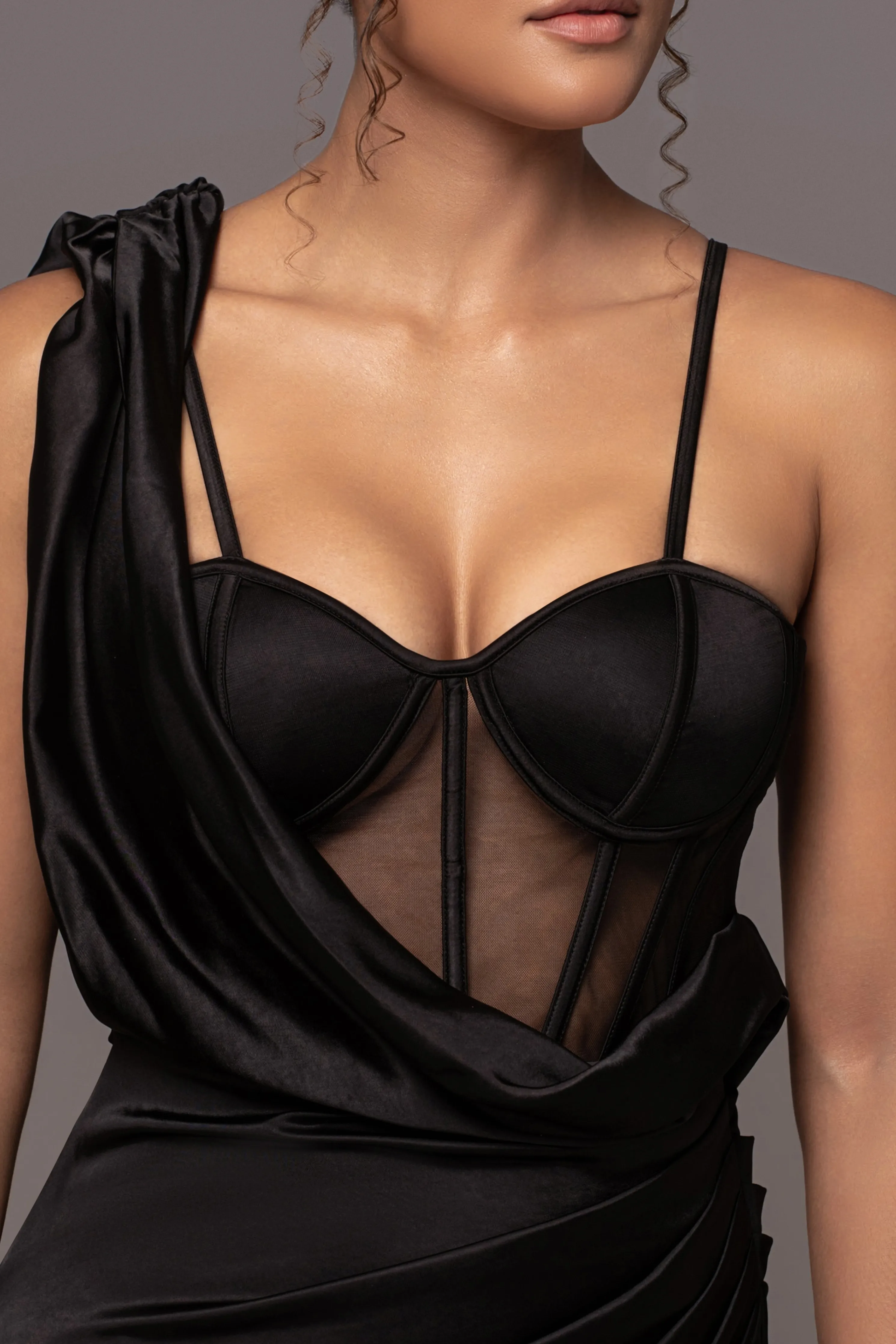 Black Anastacia Drape Maxi Dress