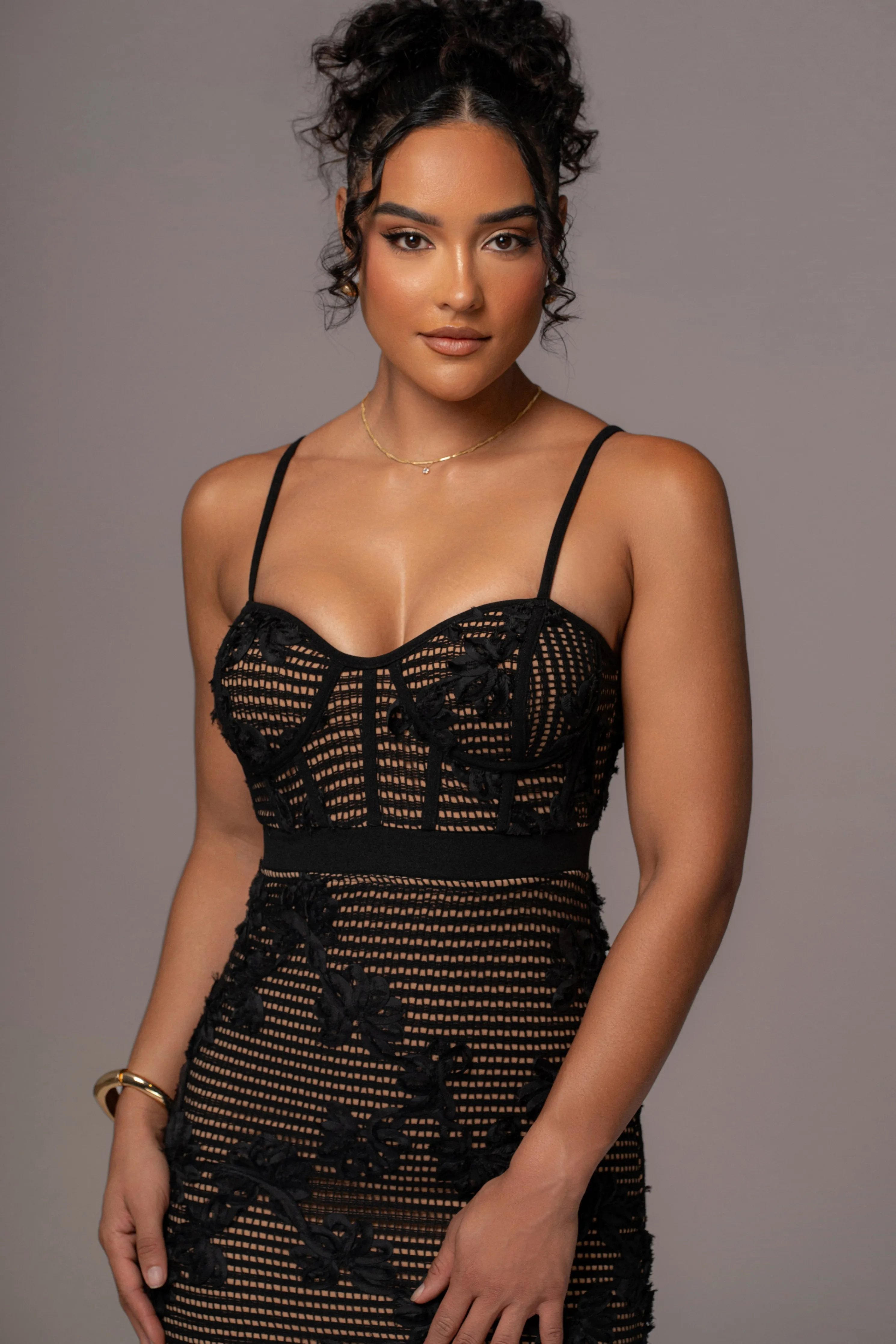 Black Angelic Lace Midi Dress