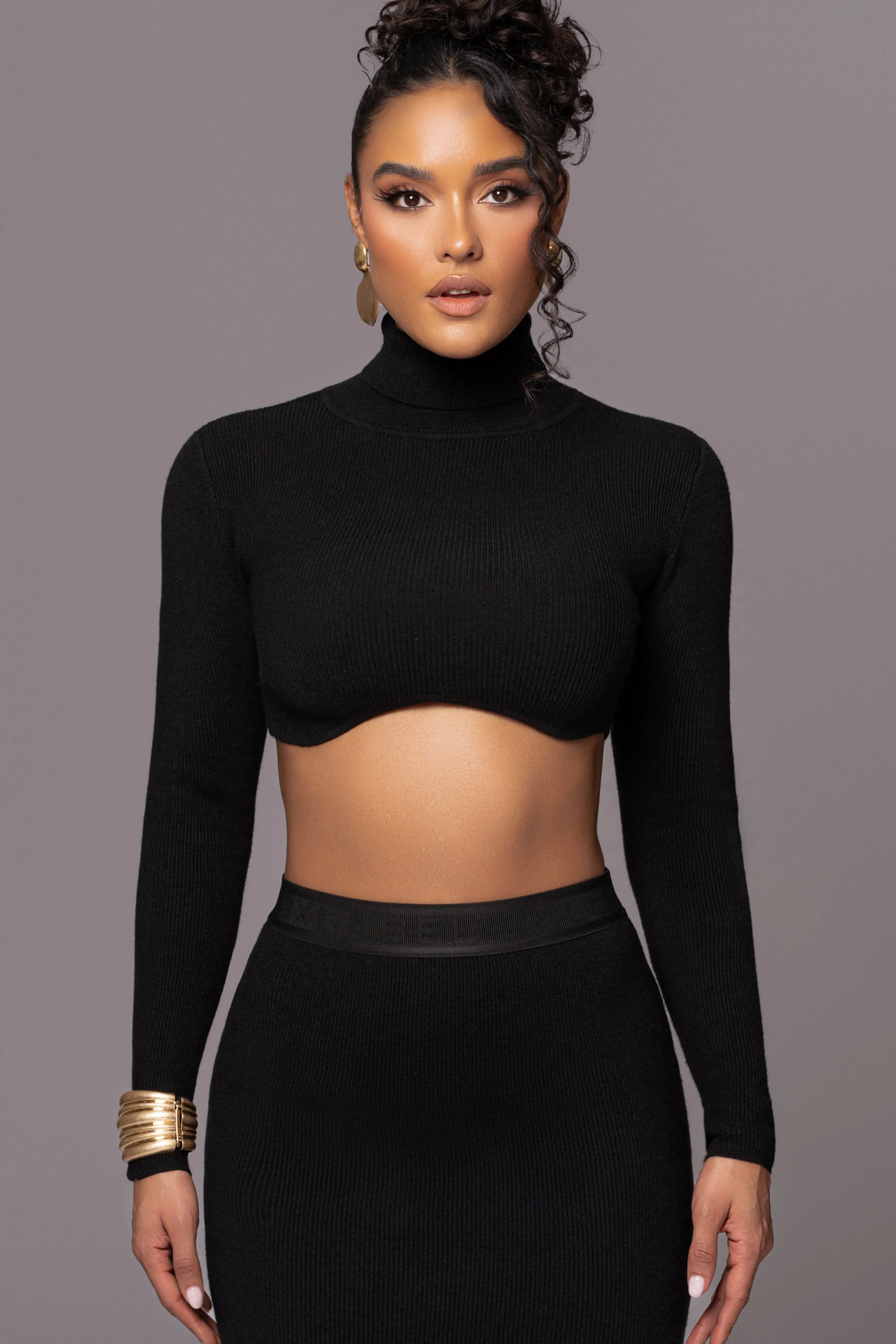 Black Anise Ribbed Skirt Set