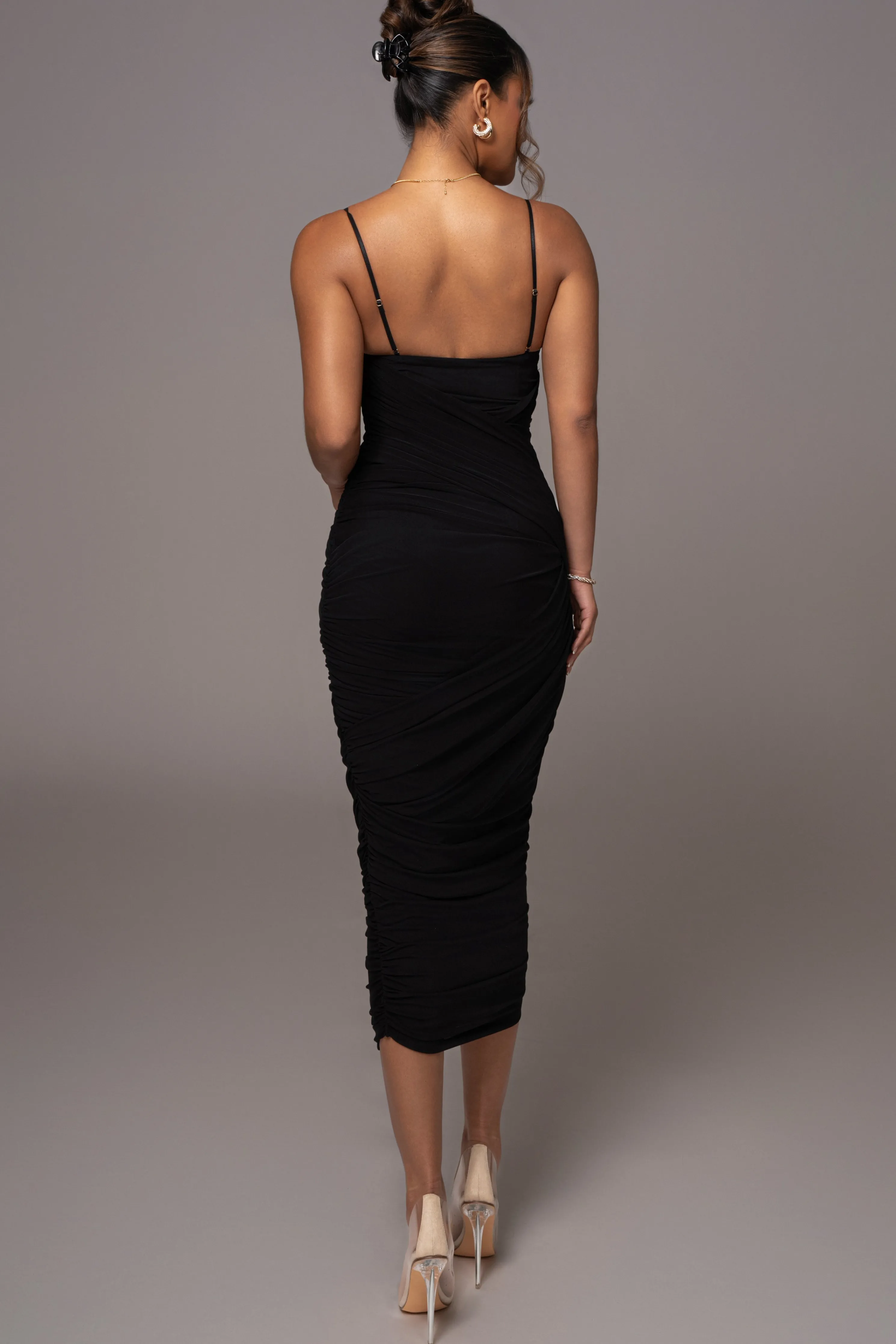 Black Arcadia Mesh Midi Dress