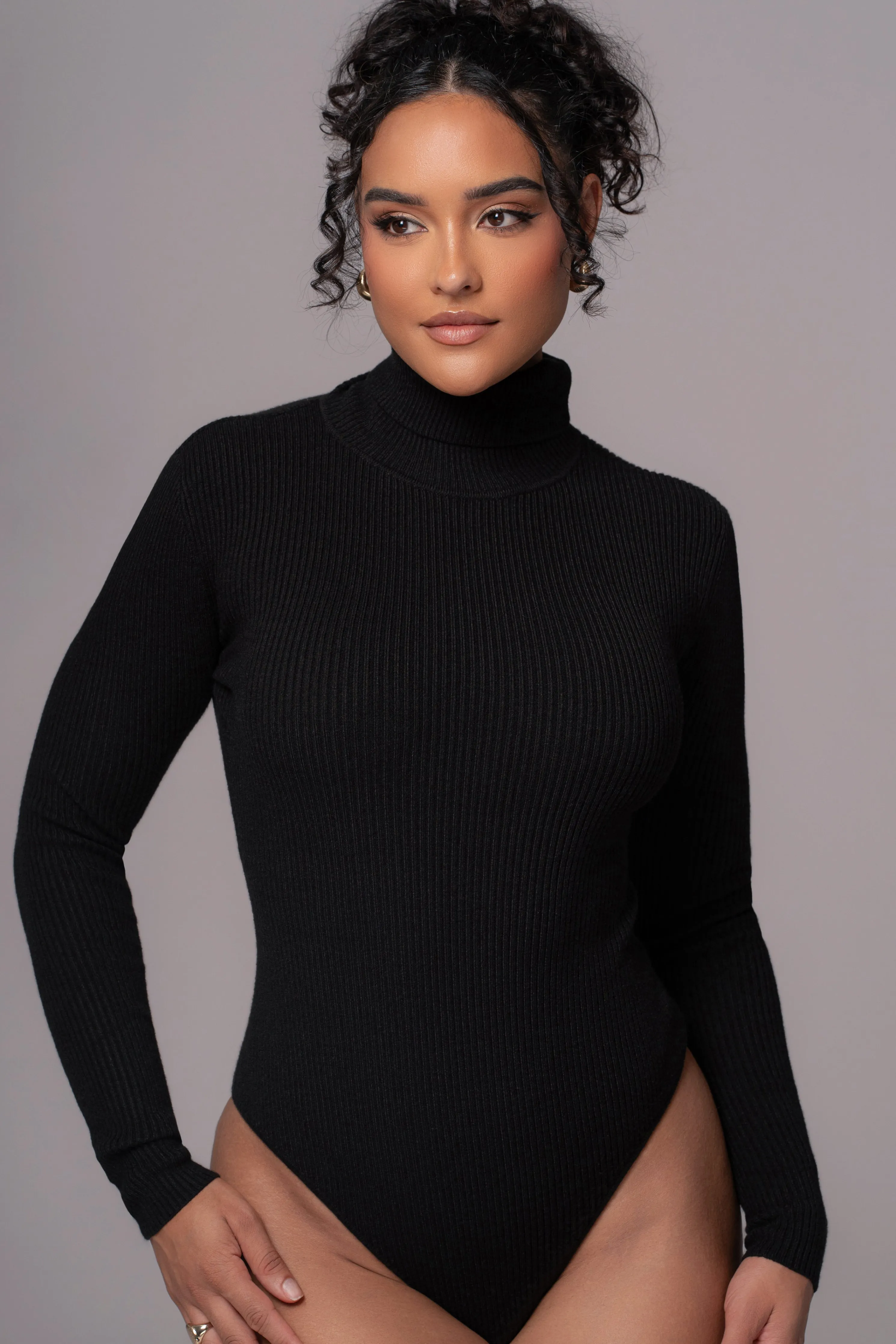 Black Arlett Turtleneck Bodysuit