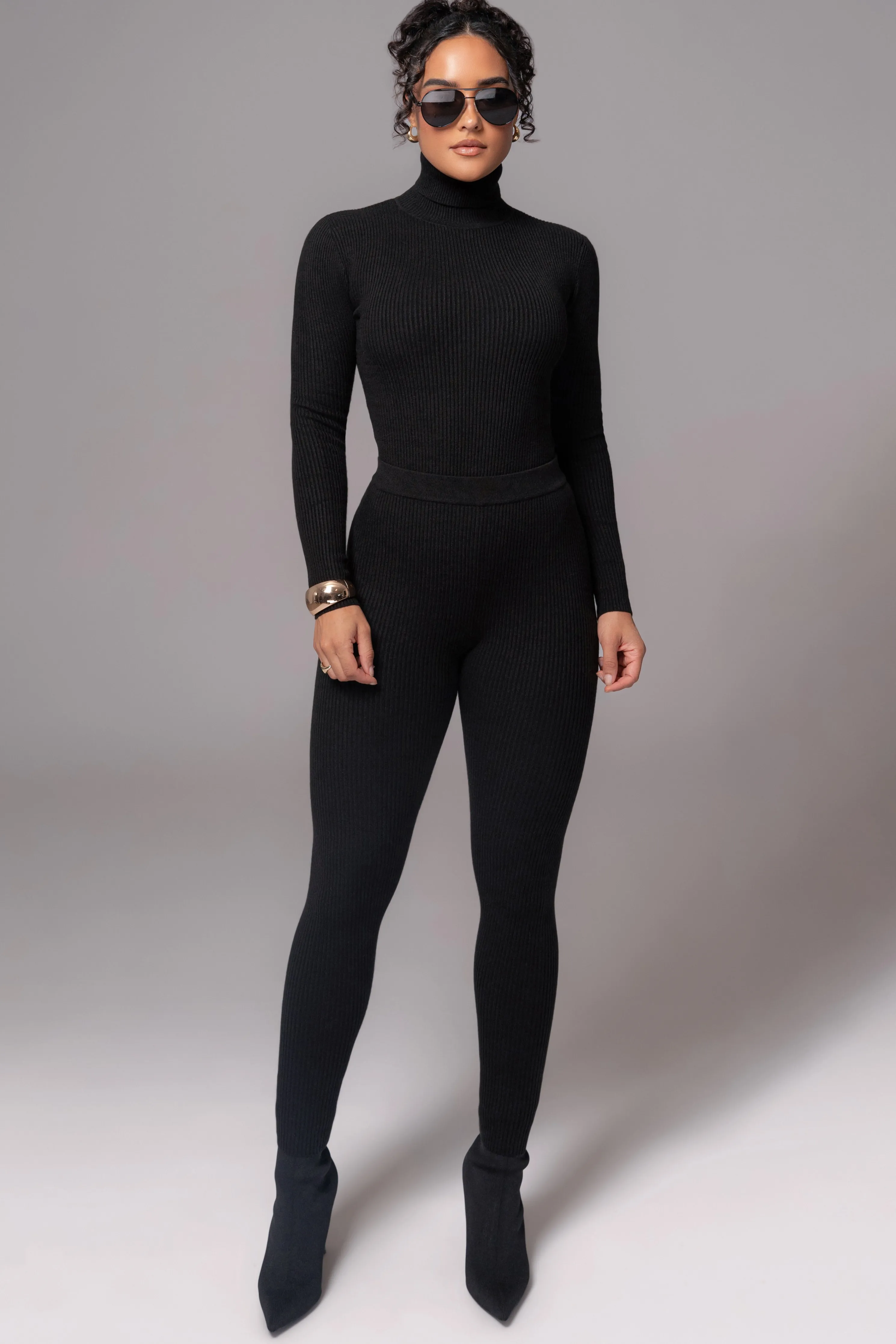 Black Arlett Turtleneck Bodysuit