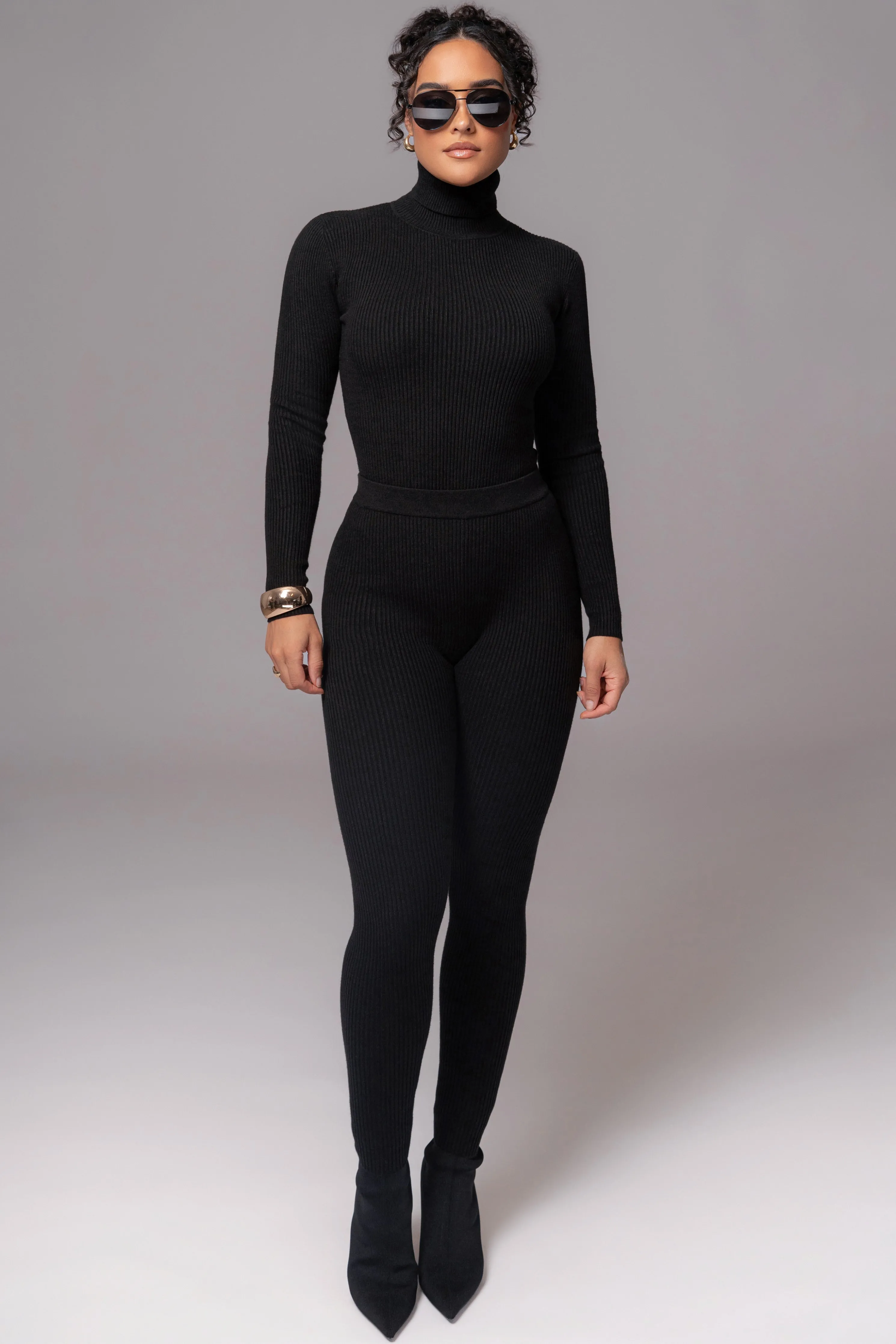 Black Arlett Turtleneck Bodysuit