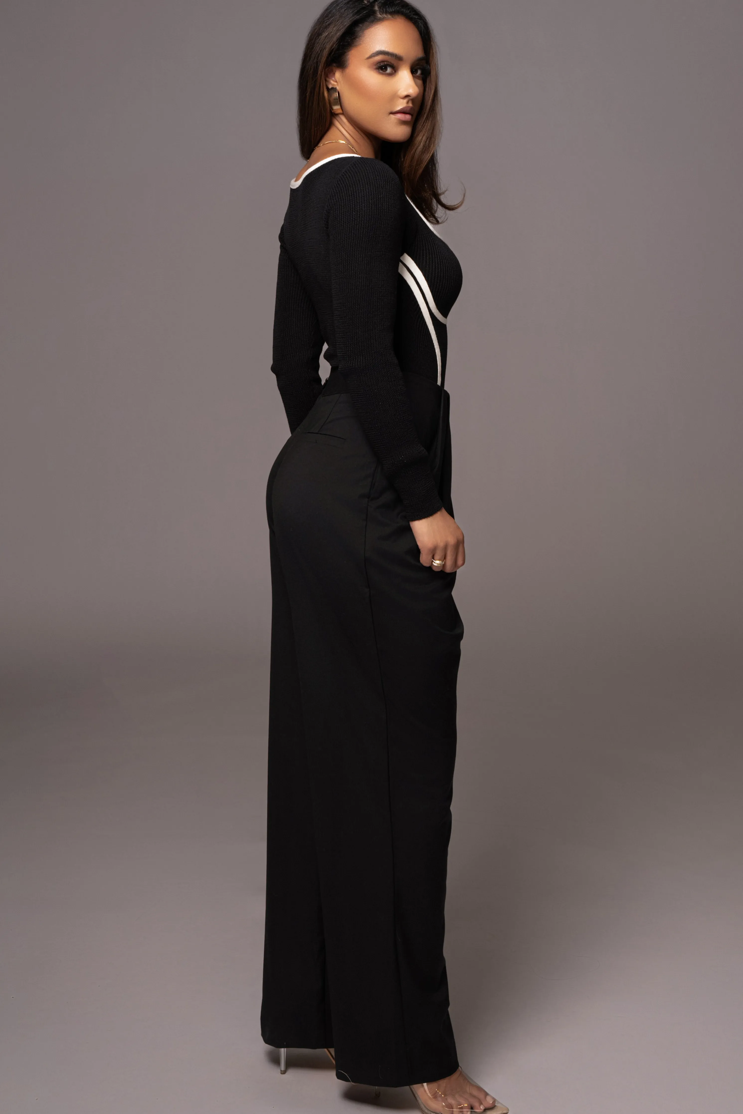 Black Asymmetrical Draped Trousers