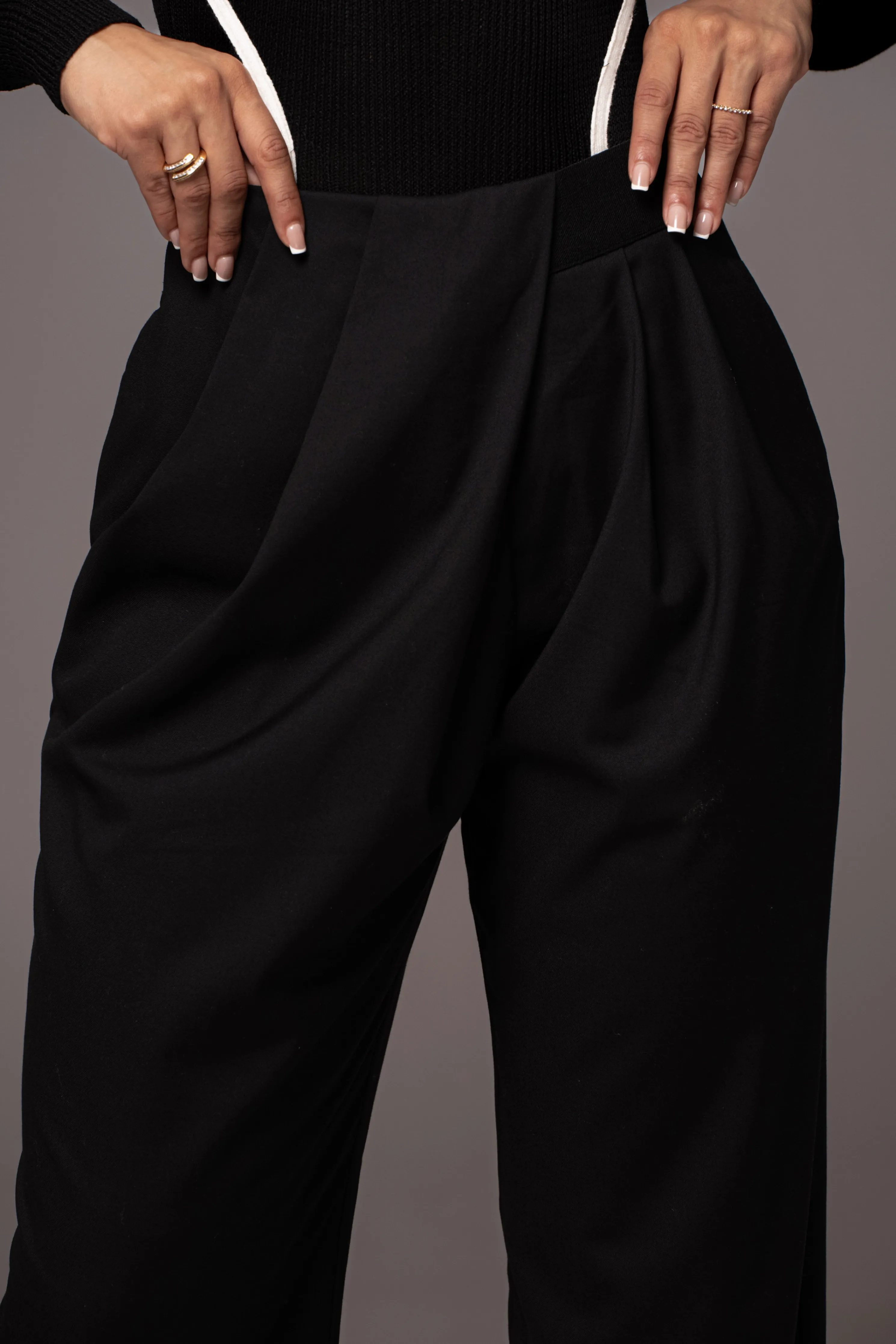 Black Asymmetrical Draped Trousers