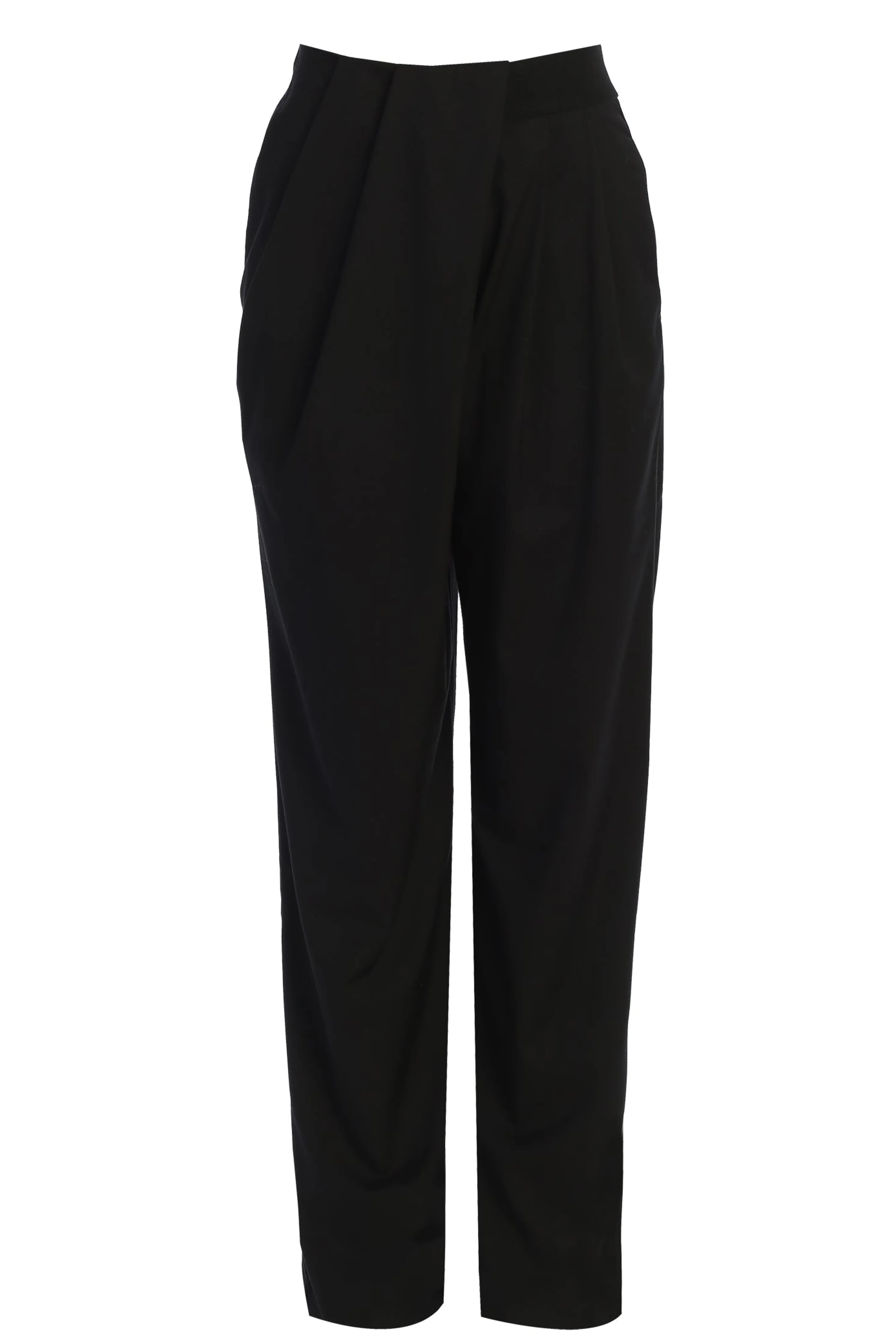Black Asymmetrical Draped Trousers