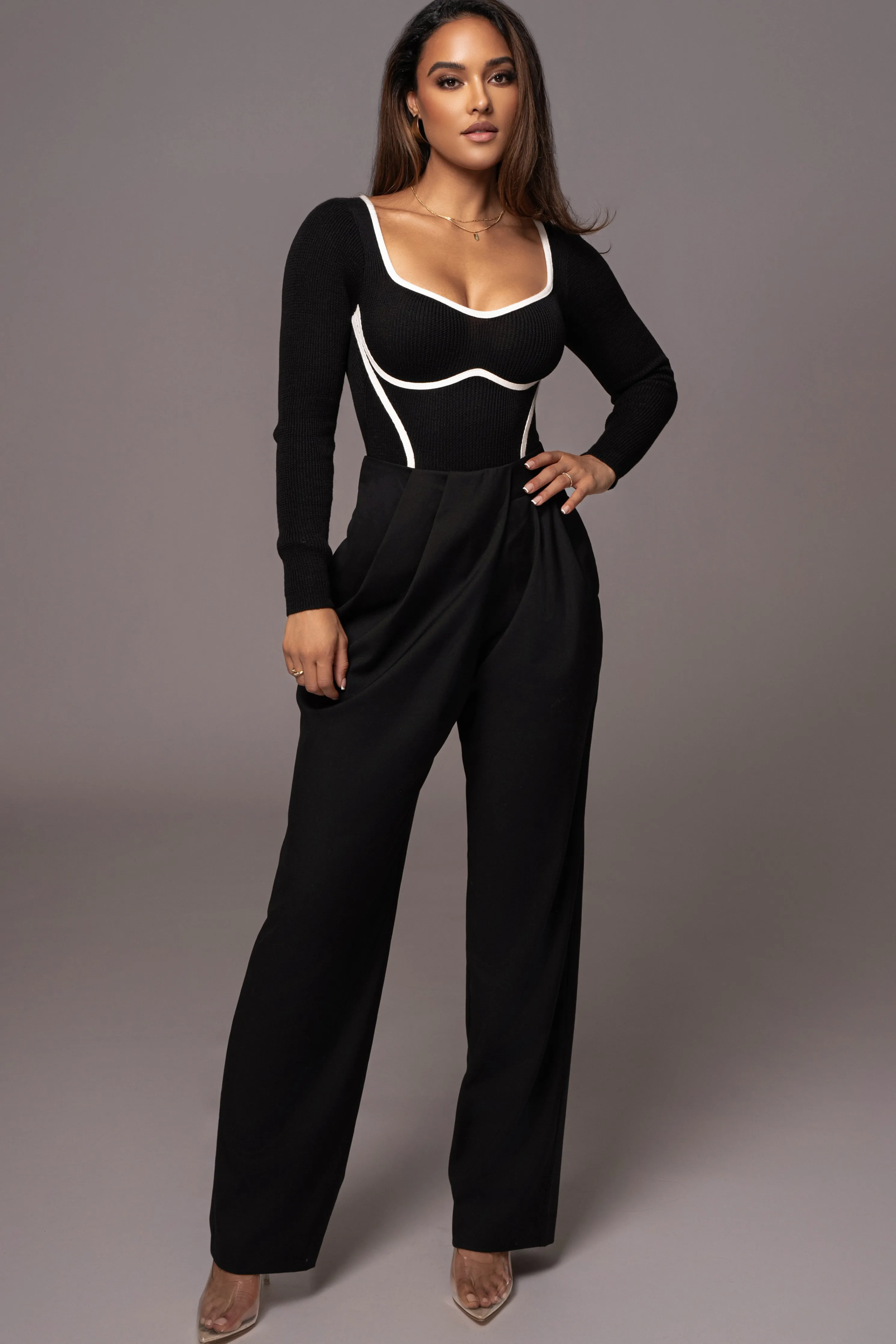 Black Asymmetrical Draped Trousers