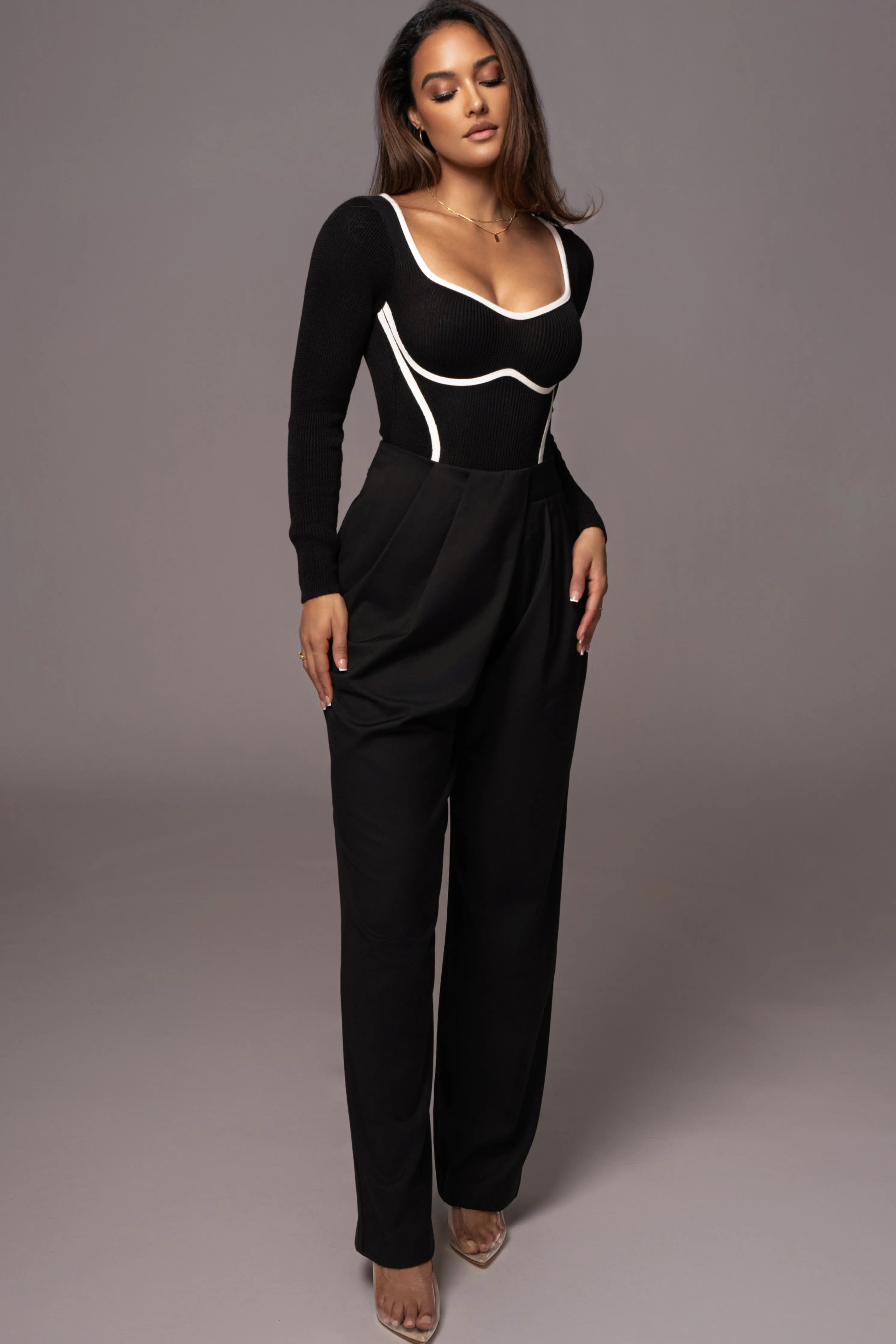 Black Asymmetrical Draped Trousers