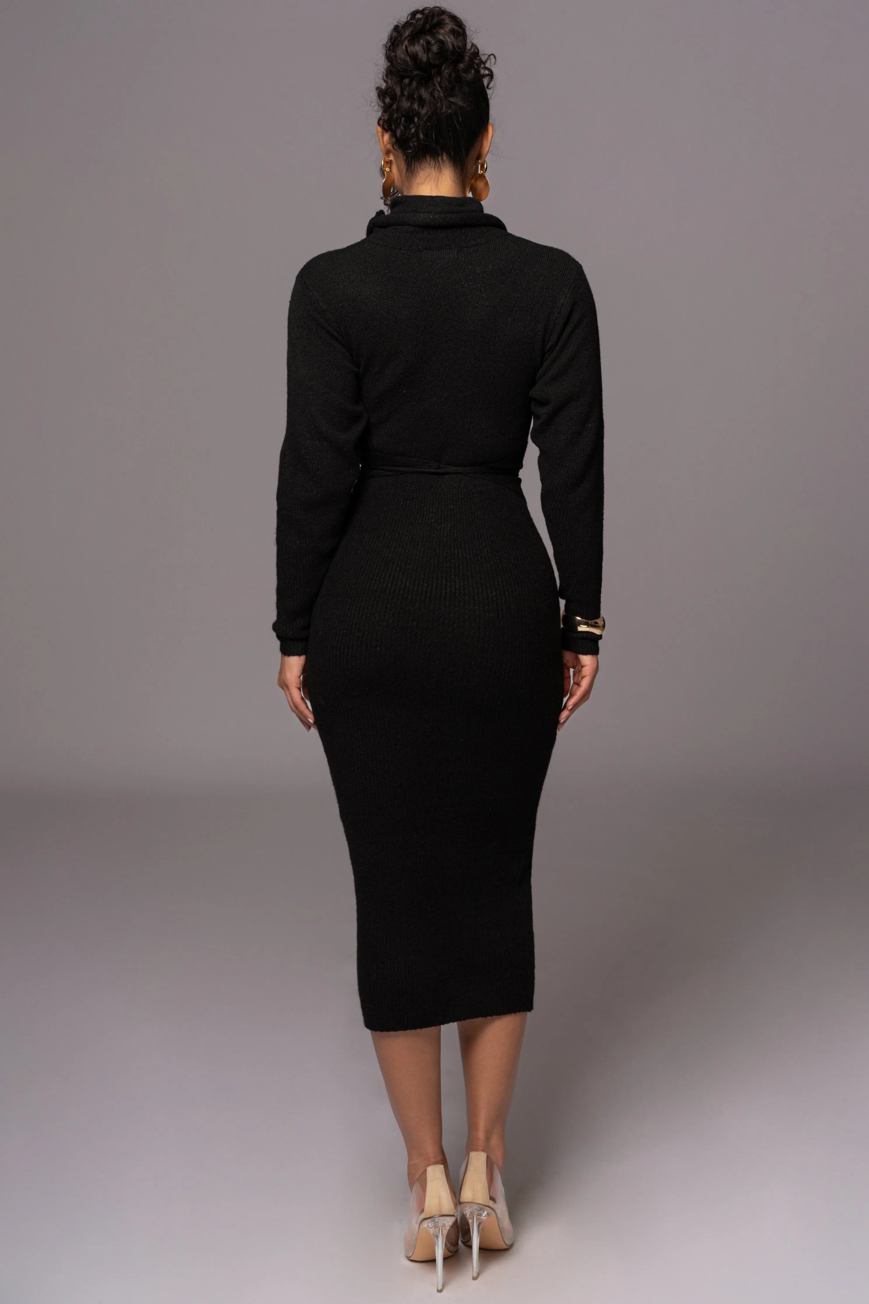 Black Aubrey Turtleneck Sweater Dress