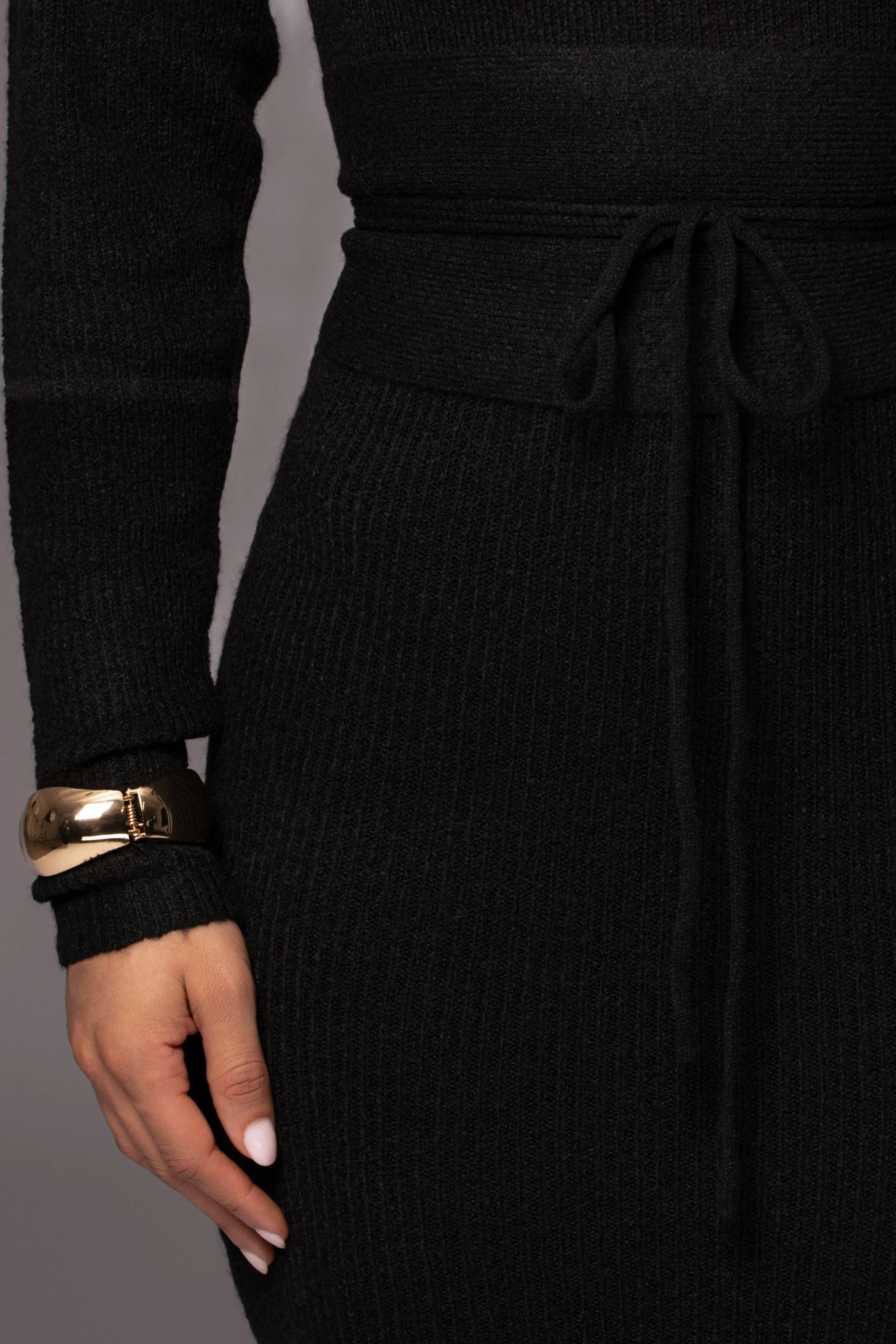 Black Aubrey Turtleneck Sweater Dress