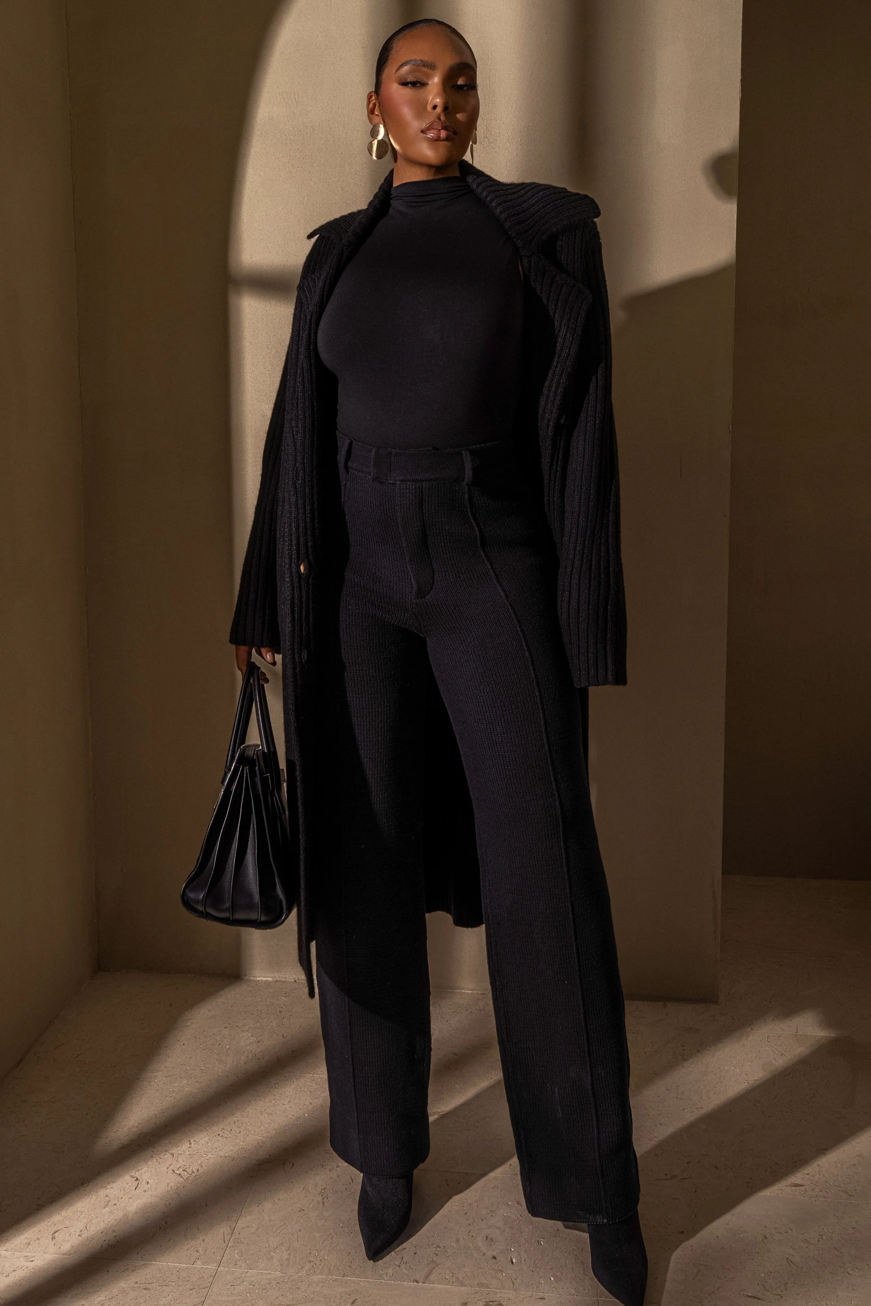 Black Back In Business Knit Trousers