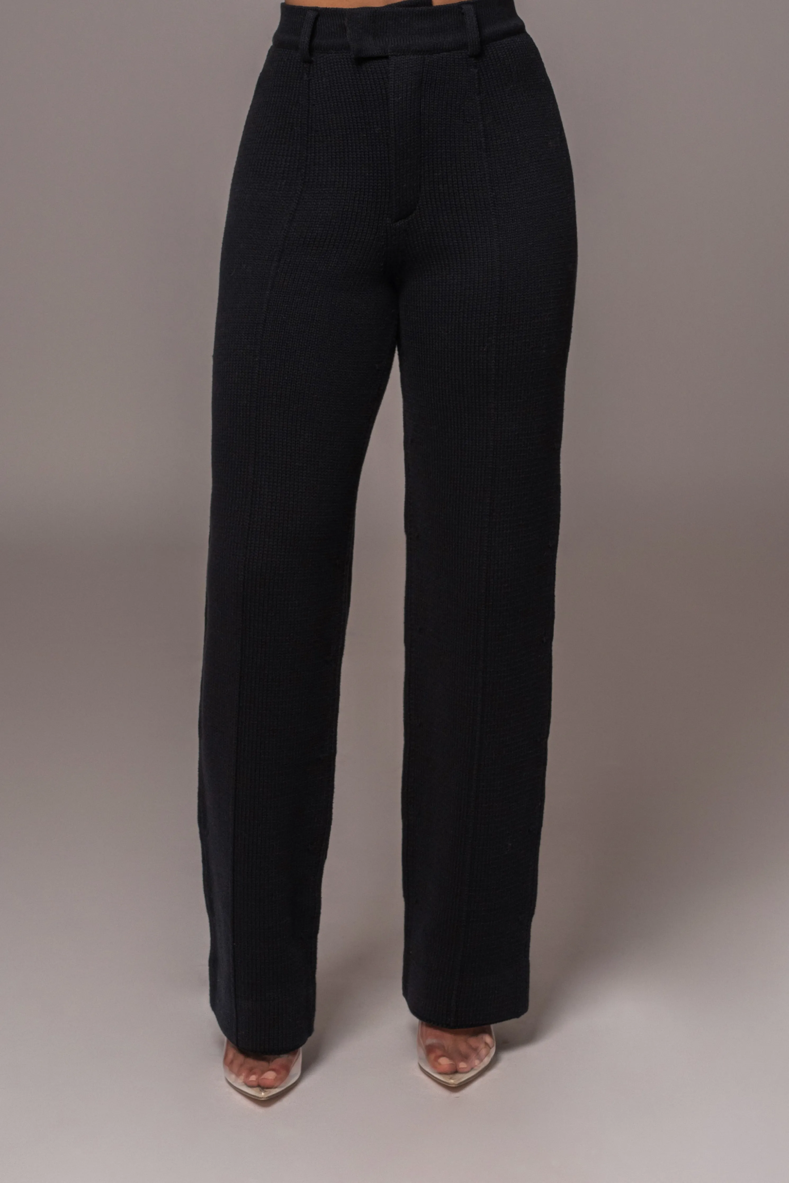 Black Back In Business Knit Trousers