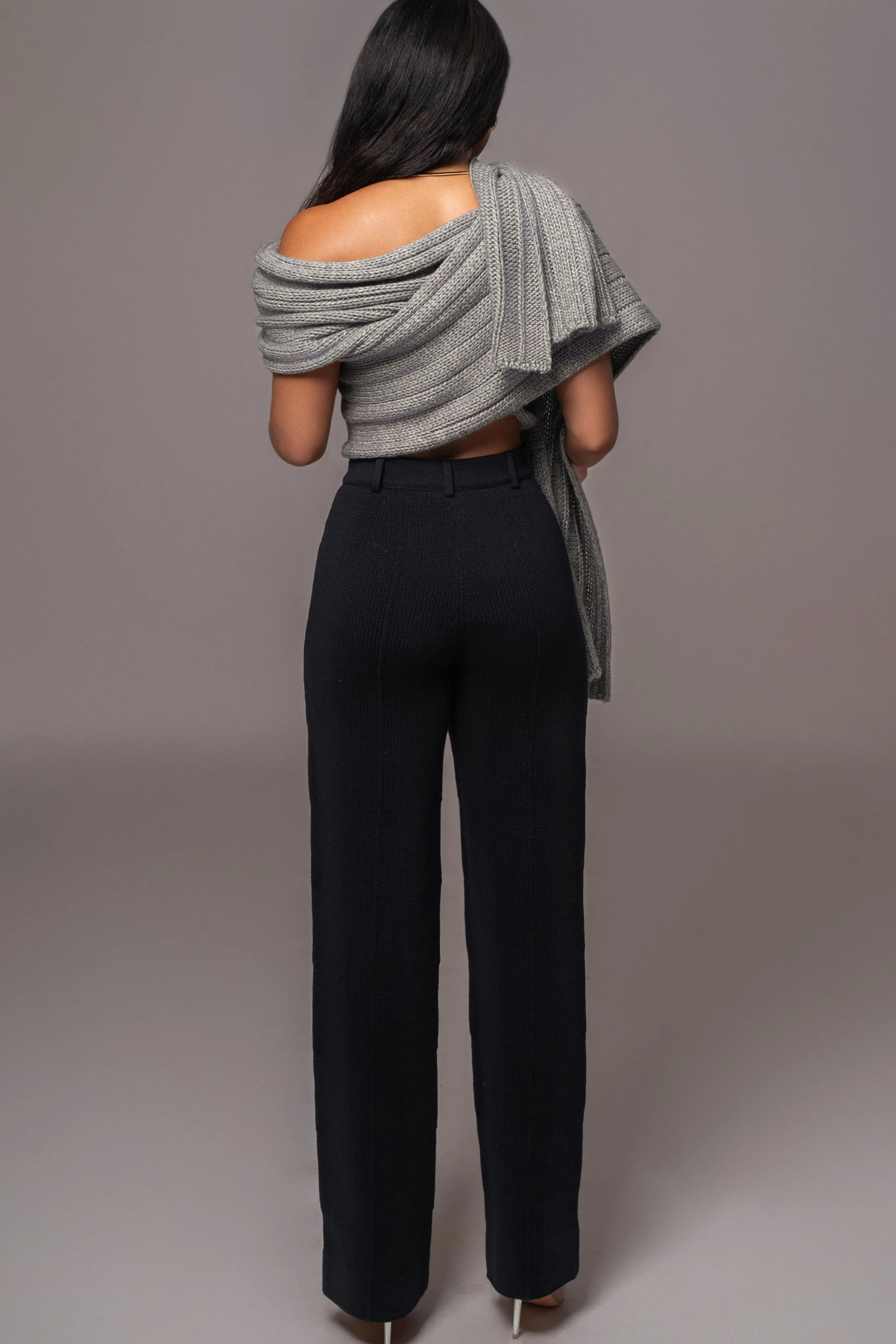 Black Back In Business Knit Trousers