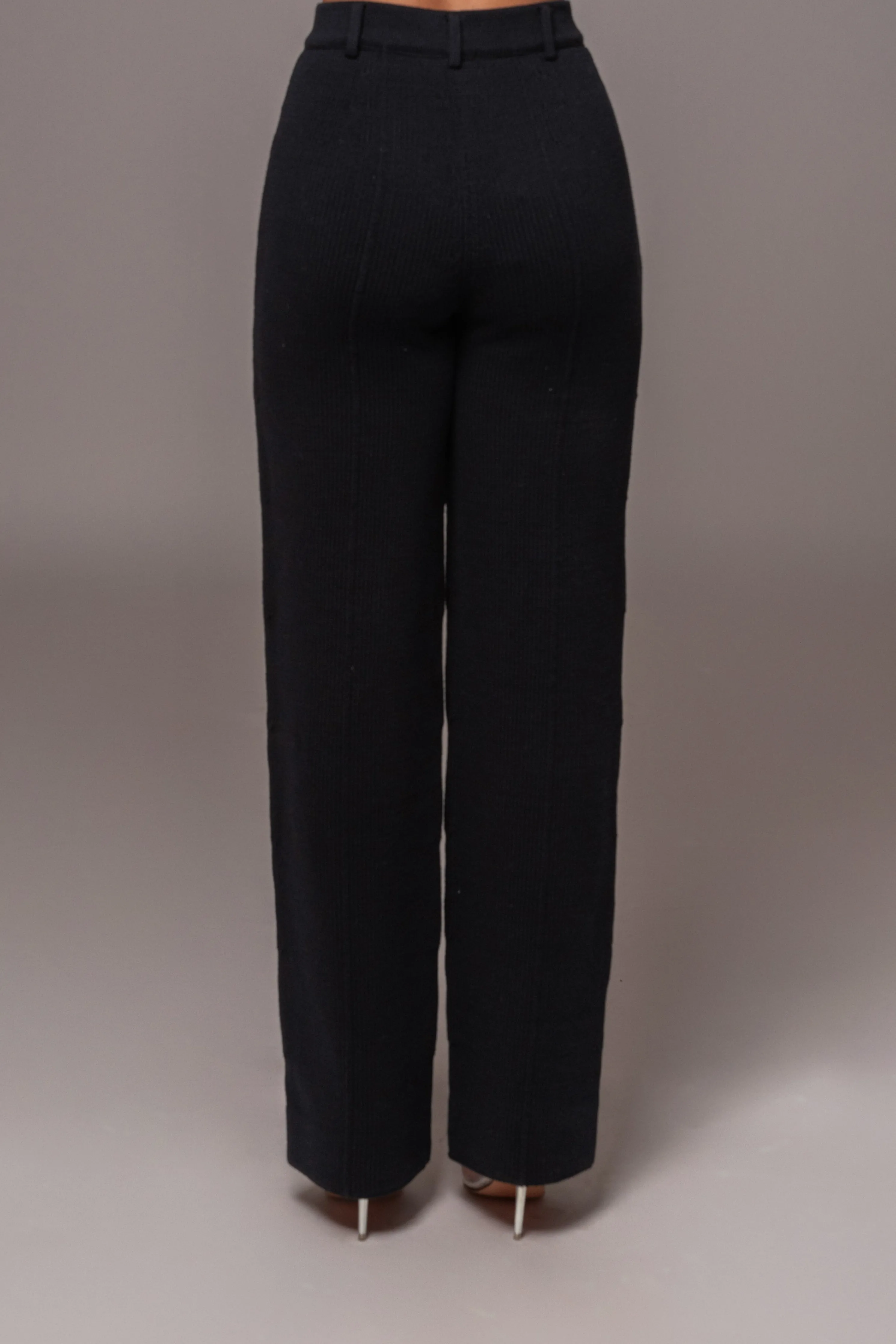 Black Back In Business Knit Trousers