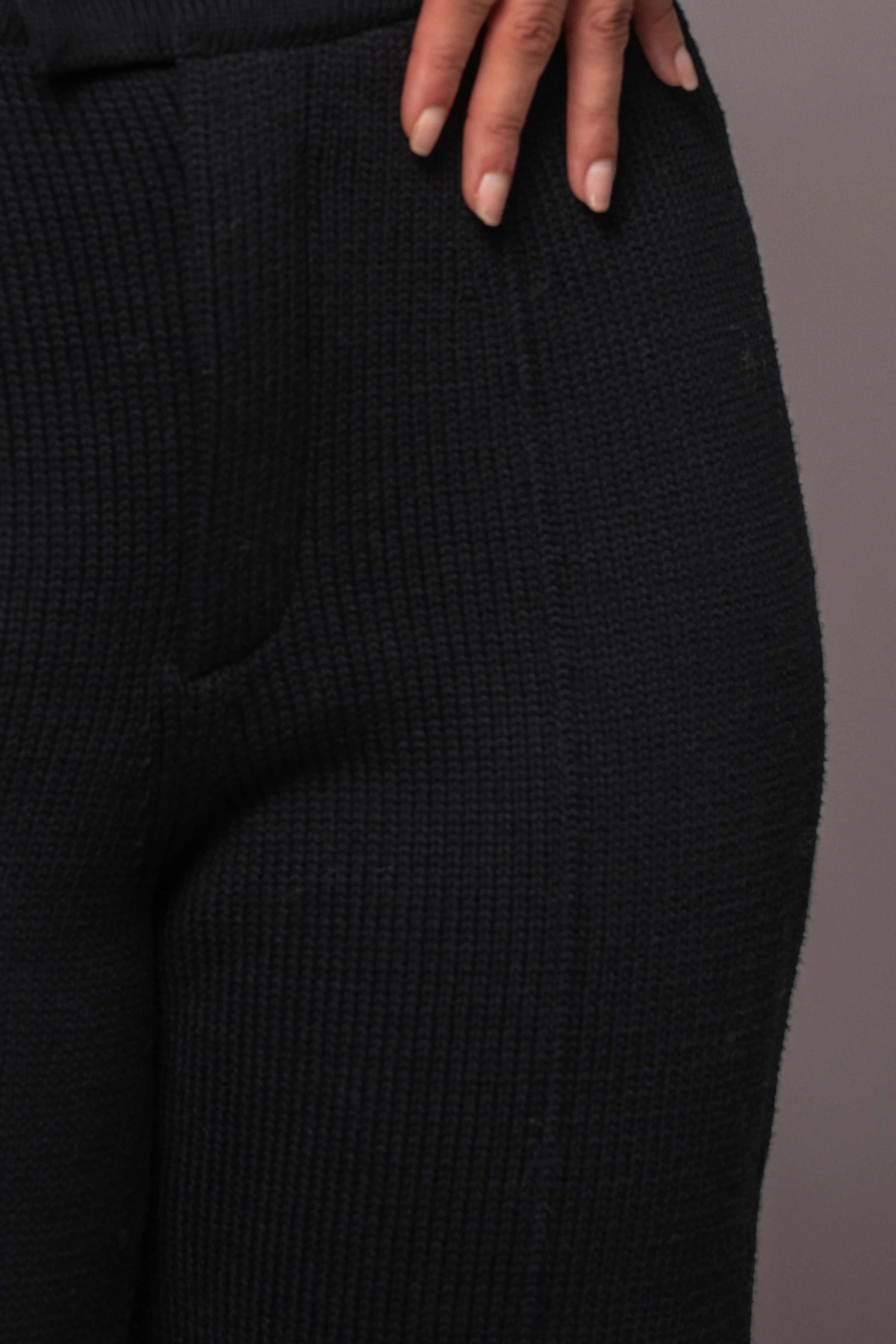Black Back In Business Knit Trousers