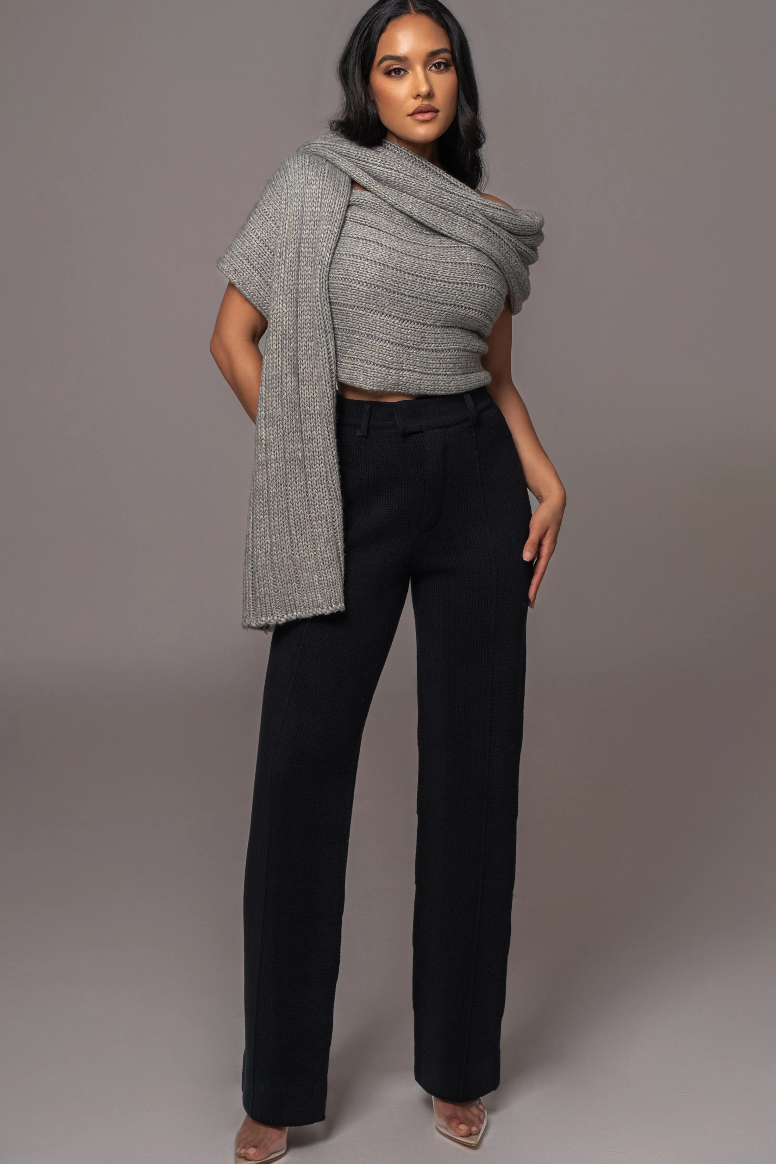 Black Back In Business Knit Trousers